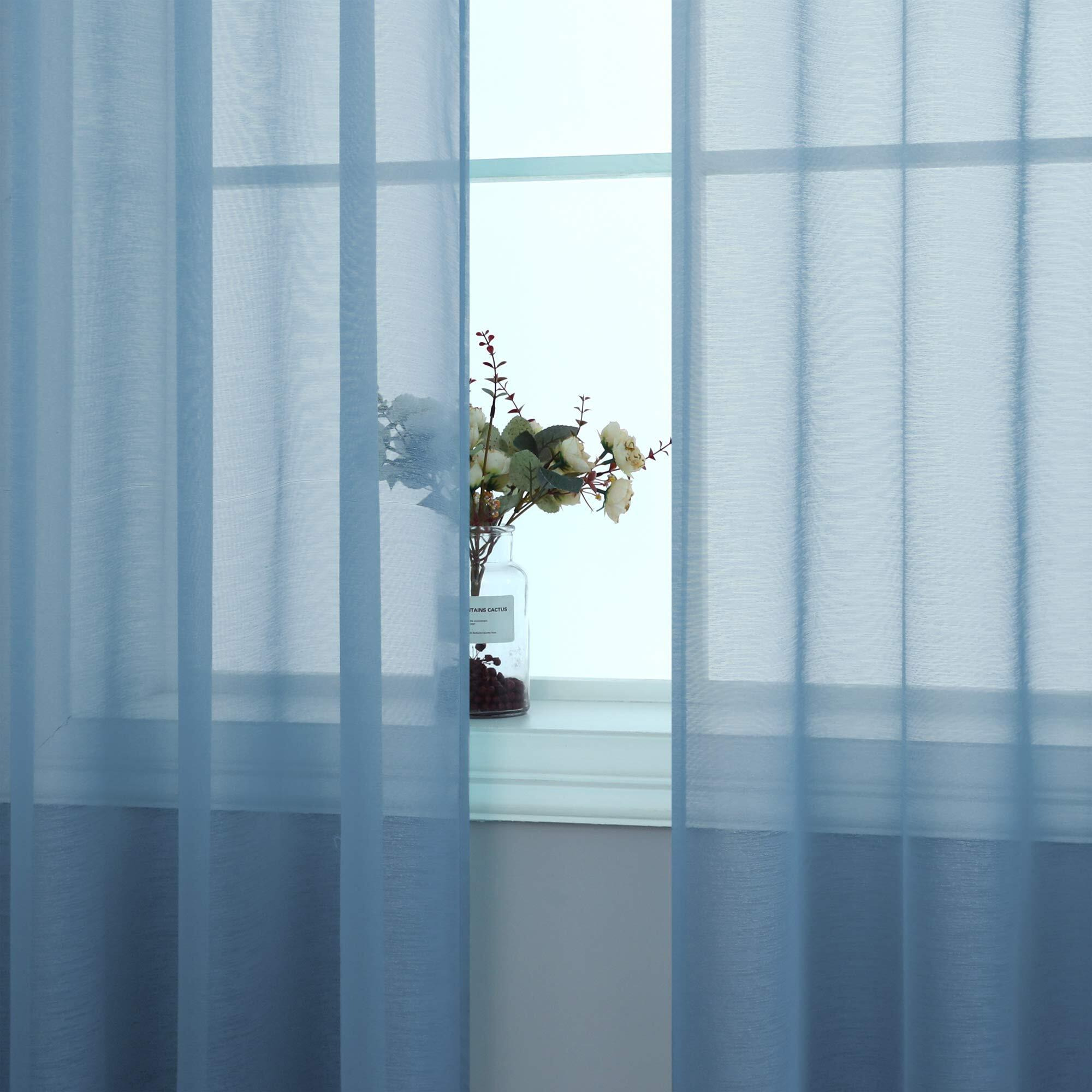 Mrs.Naturall Dusty Blue Curtains 84 Inch Length For Living Room 2 Panels Set Grommet Window Sheer Curtain Panels For Bedroom 52 X 84 Inches Long Blue Gray Grey Color