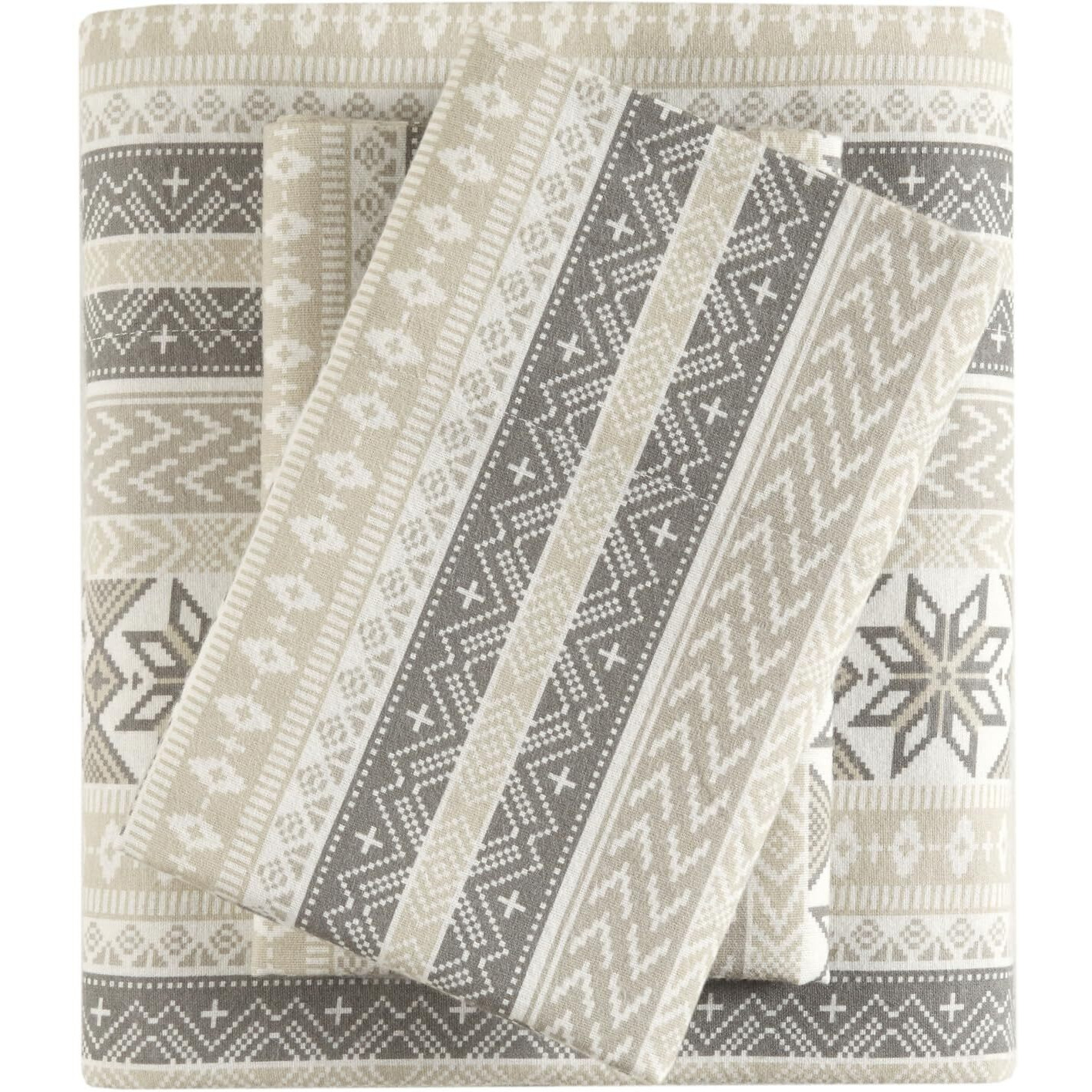 Sleep Philosophy True North Flannel Sheets Queen Size, Cozy 100% Cotton Flannel Bed Sheets, Ultra Soft Cute Sheet Set, Elastic Pocket Fits Up To 14"" Mattress, Nordic 4 Piece