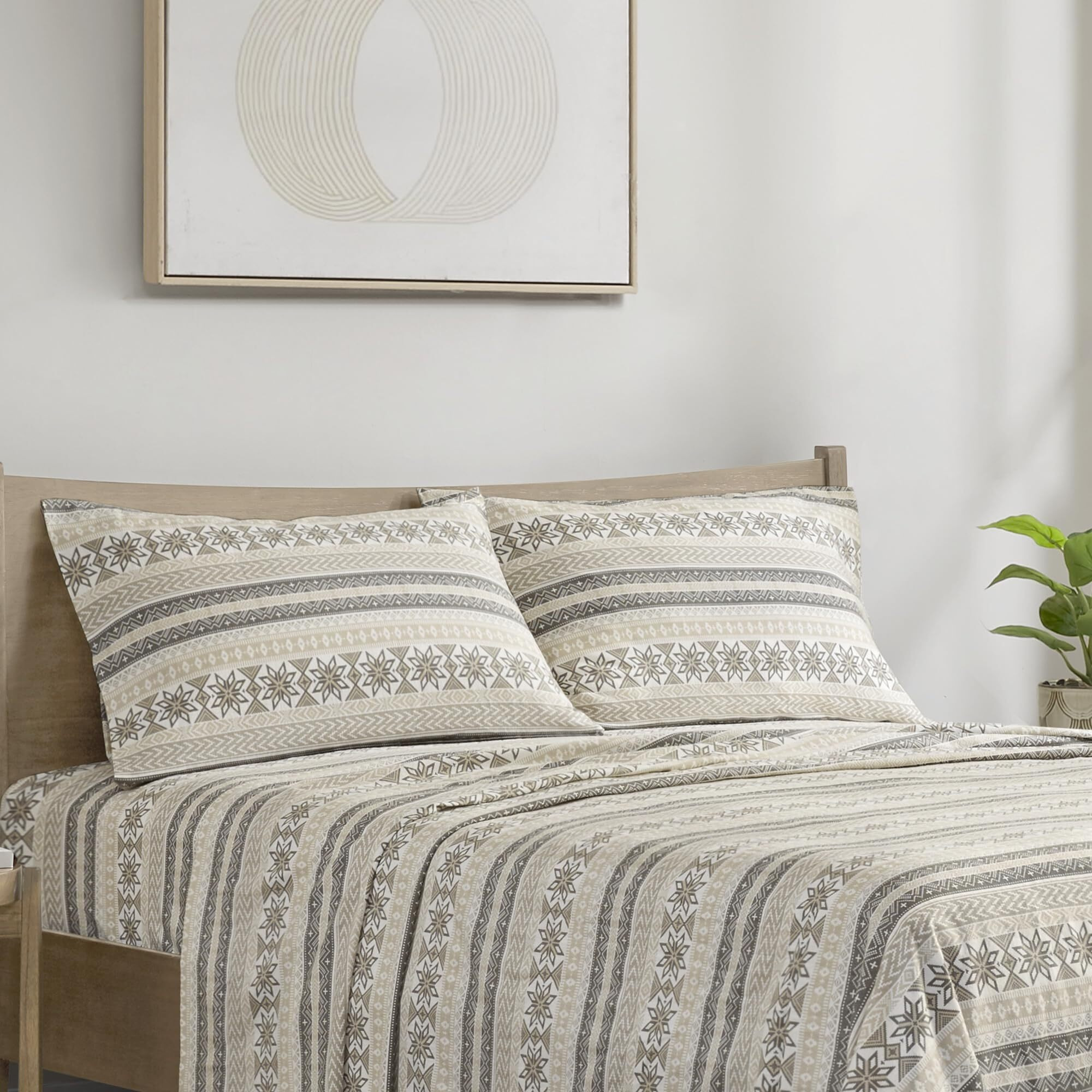 Sleep Philosophy True North Flannel Sheets Queen Size, Cozy 100% Cotton Flannel Bed Sheets, Ultra Soft Cute Sheet Set, Elastic Pocket Fits Up To 14"" Mattress, Nordic 4 Piece