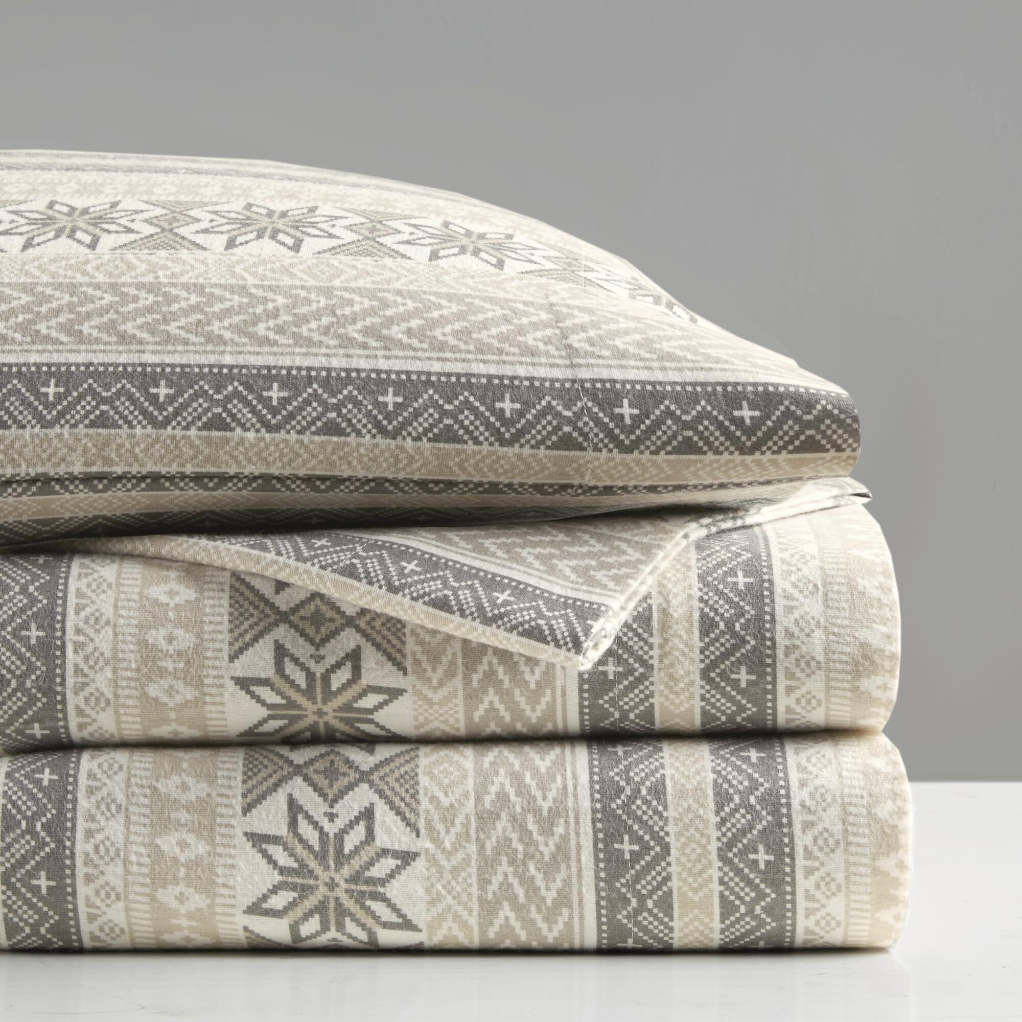 Sleep Philosophy True North Flannel Sheets Queen Size, Cozy 100% Cotton Flannel Bed Sheets, Ultra Soft Cute Sheet Set, Elastic Pocket Fits Up To 14"" Mattress, Nordic 4 Piece