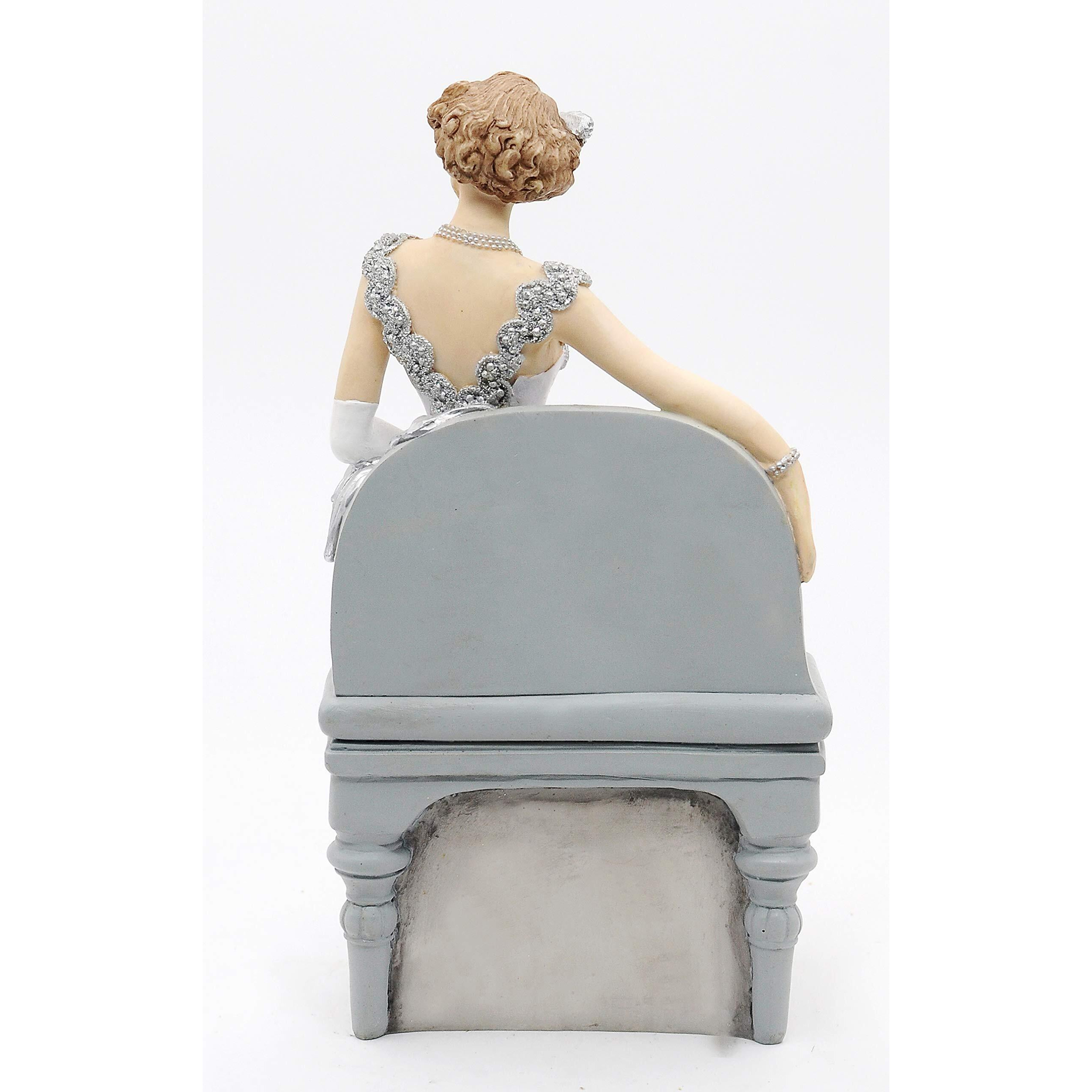 Comfy Hour Glamour Elegance Victorian Style Lady Collection Lady Sitting On Sofa Chair Collectible Figurine, 10- Inch Height, Silvery, Polyresin