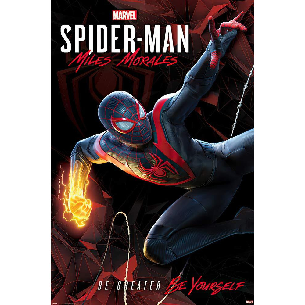 Poster Stop Online Spider-Man Miles Morales - Marvel Gaming Poster (Game Cover - Key Art - Cybernetic Swing) (Size 24"" X 36"")