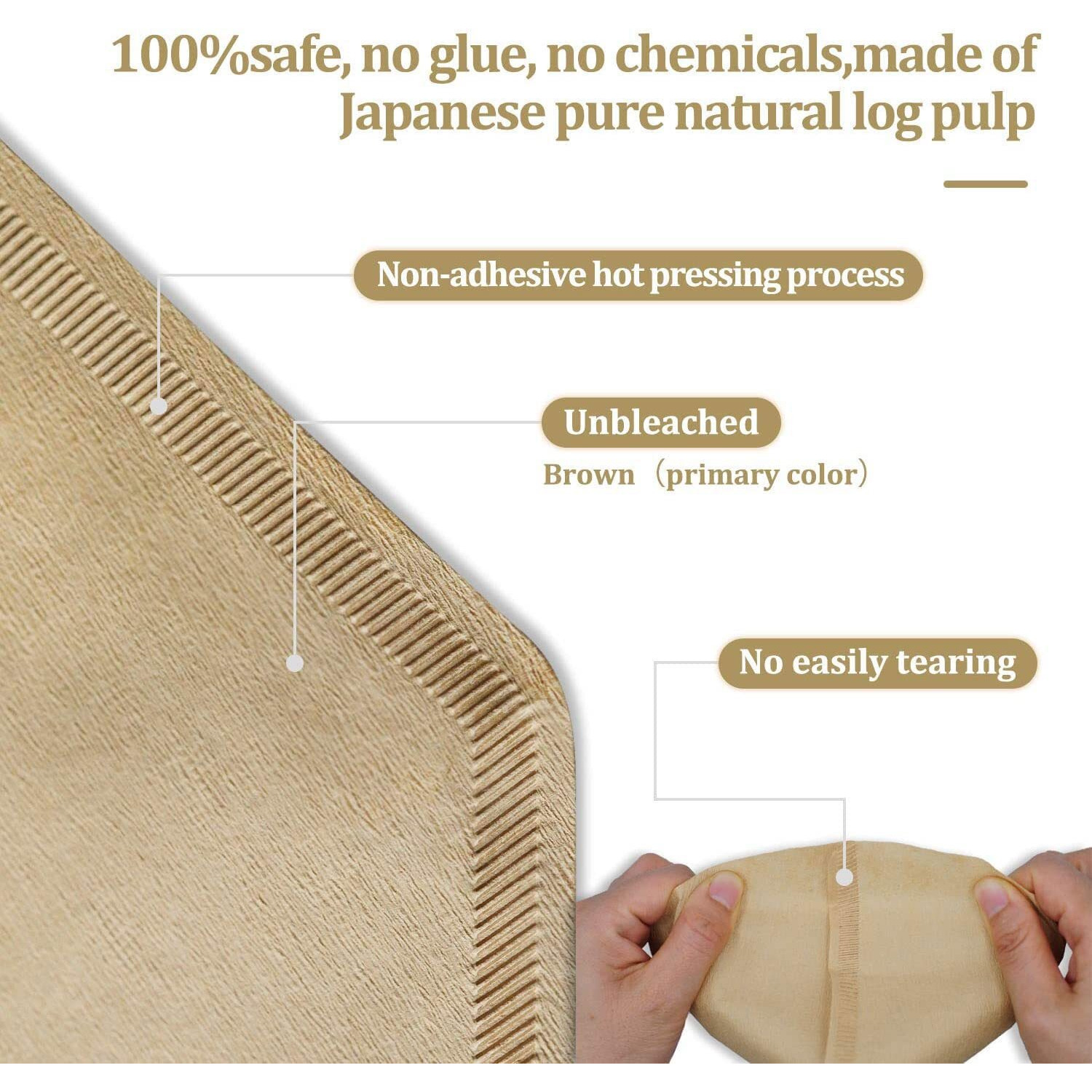 4 Cone Coffee Filter 8-12 Cup, 200 Count Unbleached Natural Paper, No Blowout, Disposable For Pour Over And Drip Coffee Maker