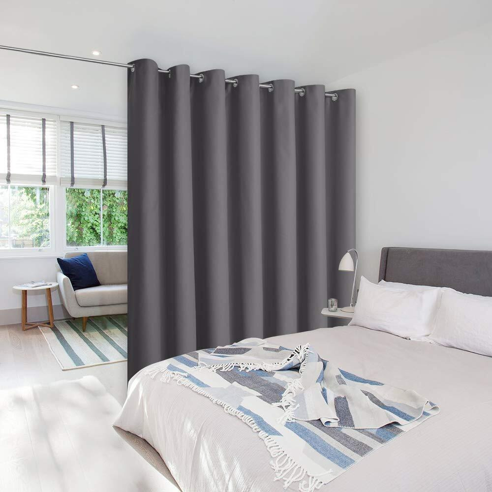 Nicetown Patio Door Curtain Sound Blocking, Bedroom Privacy Room Divider Curtain Screen Partitions, Thermal Insulated Blackout Closet Sliding Door Curtain (1 Panel, 8.3Ft Wide By 7Ft Long, Gray)