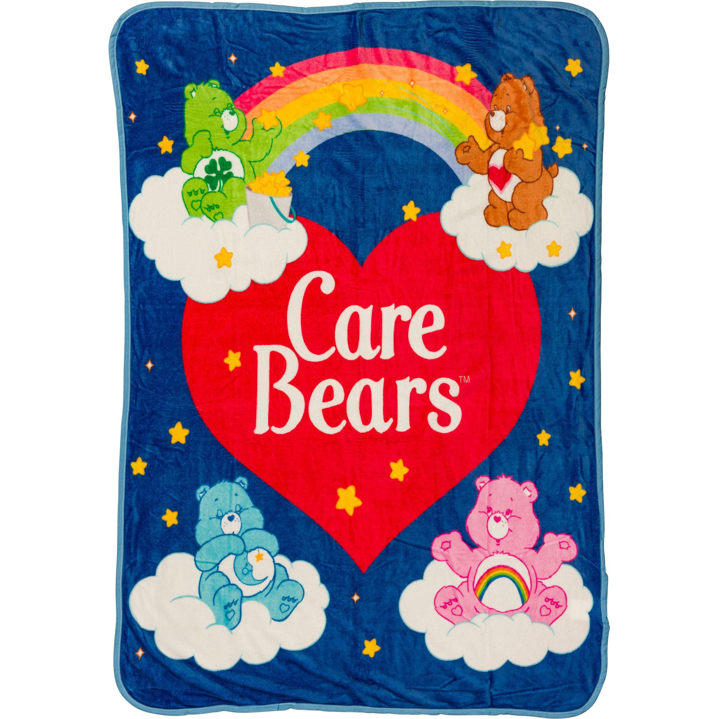 Silver Buffalo Care Bears Rainbow Heart Logo Featuring Cheer Bear, Bedtime Bear, Cheer Bear, And Tenderheart Bear 45    X 60    Fleece Throw