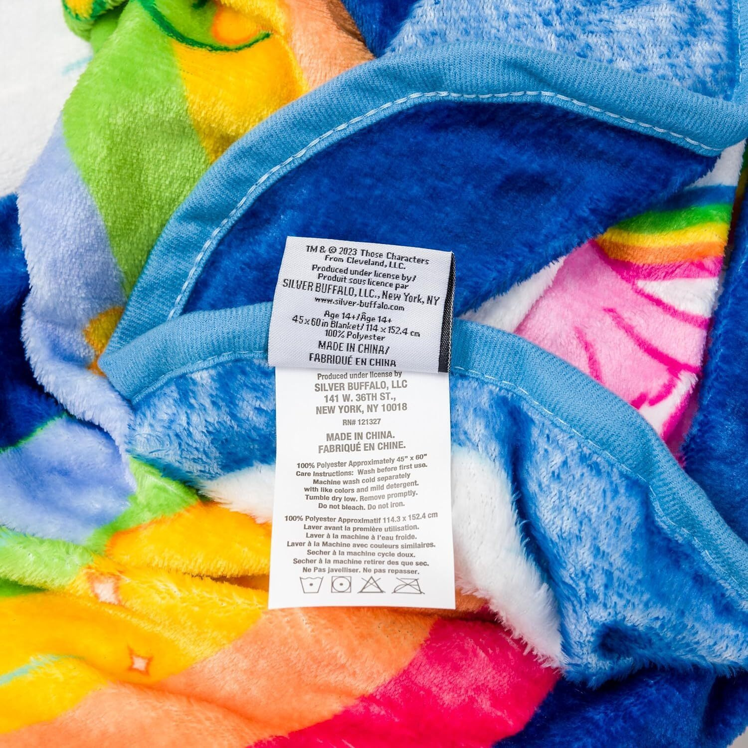 Silver Buffalo Care Bears Rainbow Heart Logo Featuring Cheer Bear, Bedtime Bear, Cheer Bear, And Tenderheart Bear 45    X 60    Fleece Throw