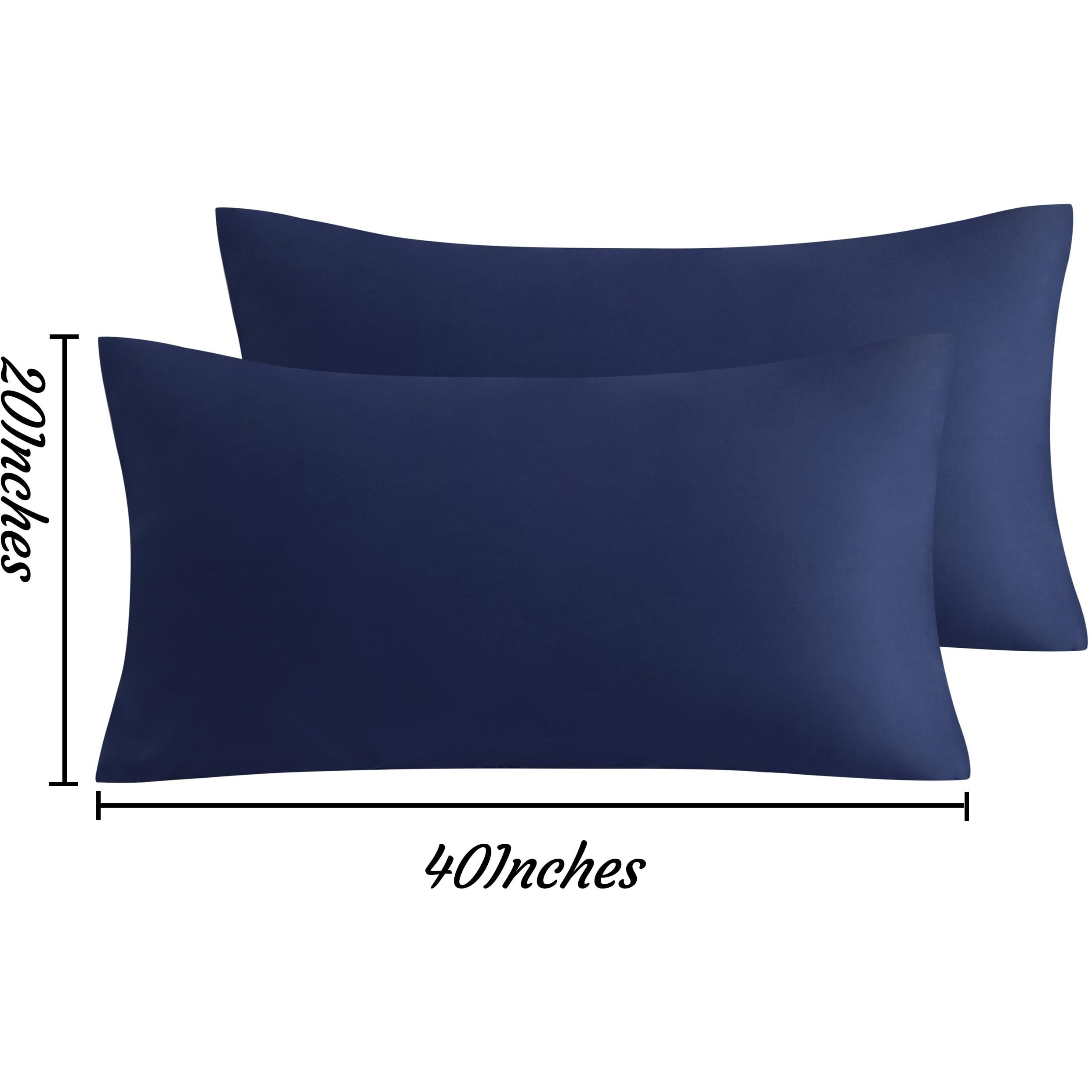 Ntbay King Pillow Cases Set Of 2, 2 Pack Brushed Microfiber 20X40 Pillow Cases, Soft, Wrinkle, Fade, Stain Resistant Navy Blue Pillow Cases With Envelope Closure, 20X40 Inches, Navy Blue