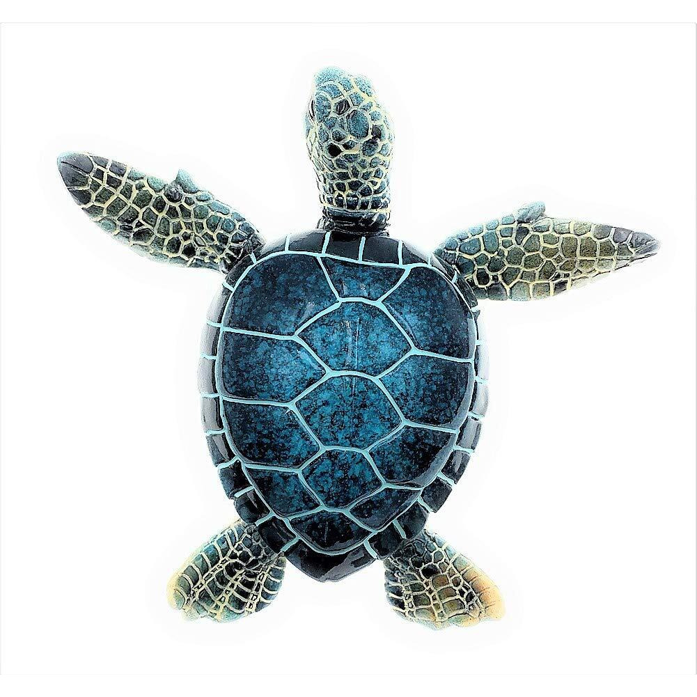 Globe Imports Blue Sea Turtle Resin Figurine, Indoor Outdoor Decor, 5.5 Inches Wide