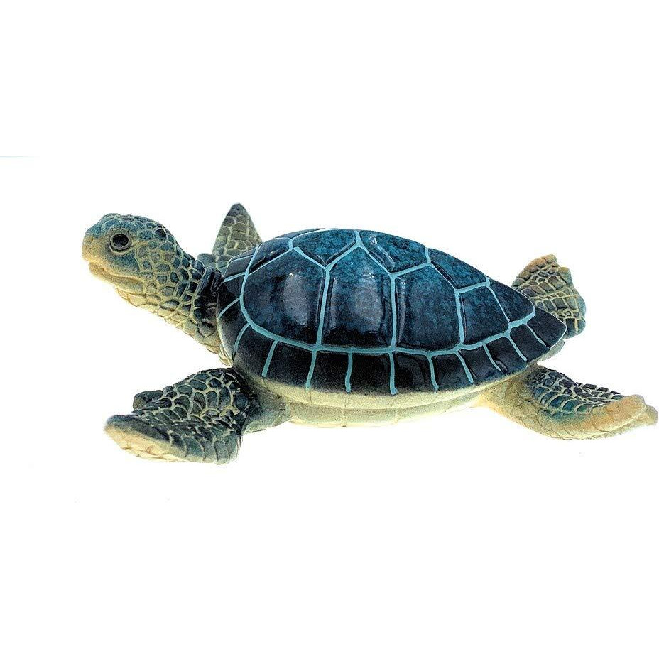 Globe Imports Blue Sea Turtle Resin Figurine, Indoor Outdoor Decor, 5.5 Inches Wide