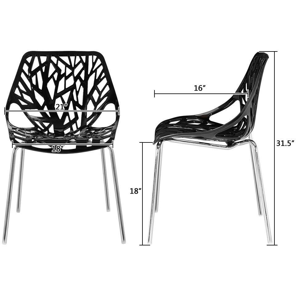 Bonnlo Modern Black Dining Chairs Set Of 6,Plastic Saping Birch Chairs,Stackable Dining Chairs Set For Living Room/Kitchen/Office (6, Black)