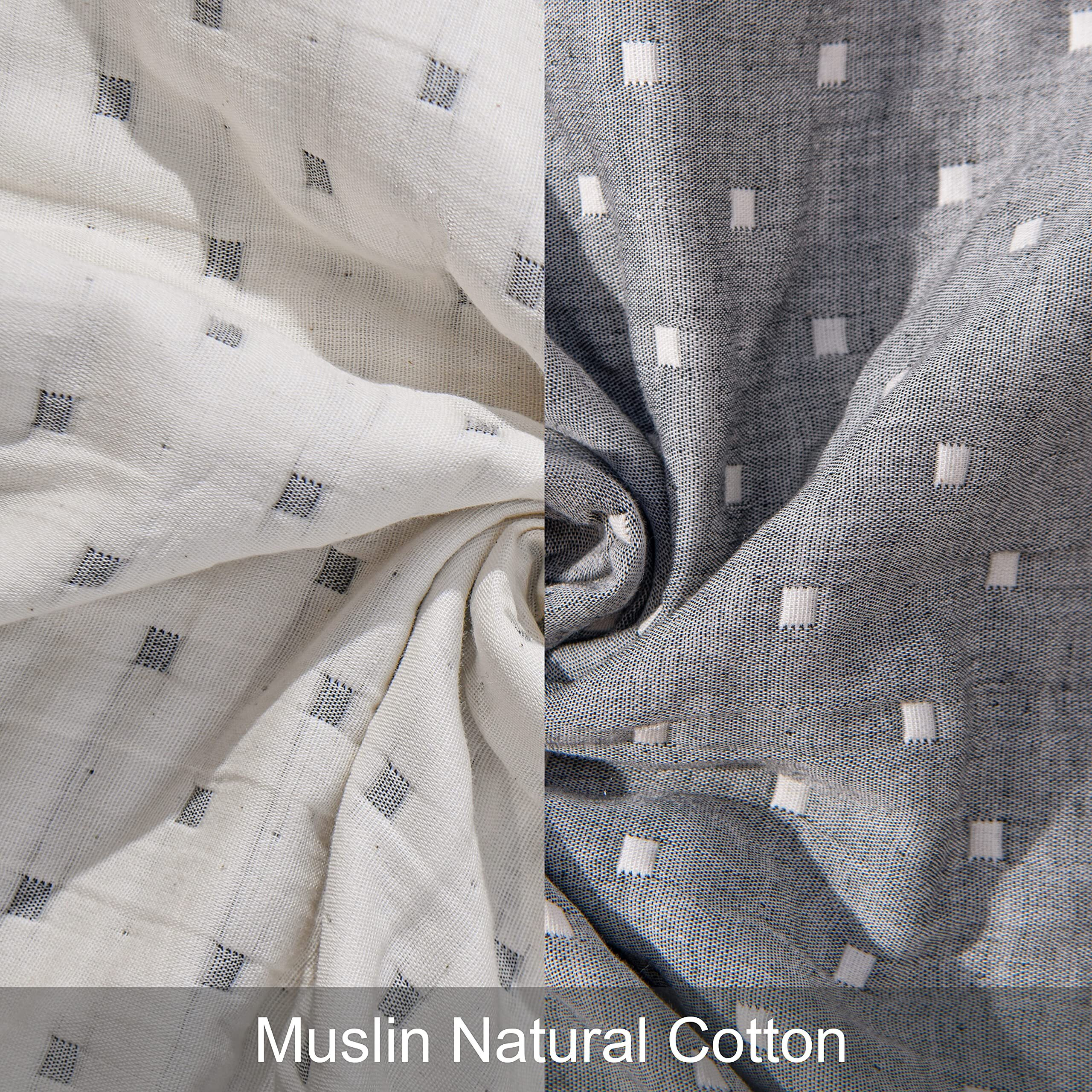 Ntbay 3 Layers Cotton Muslin 106X92 King Bed Blanket, Super Soft Breathable Thermal Yarn Dyed Quilt For Adults, Perfect Lightweight Blanket For Couch Sofa Bed All Seasons, Grey Dot