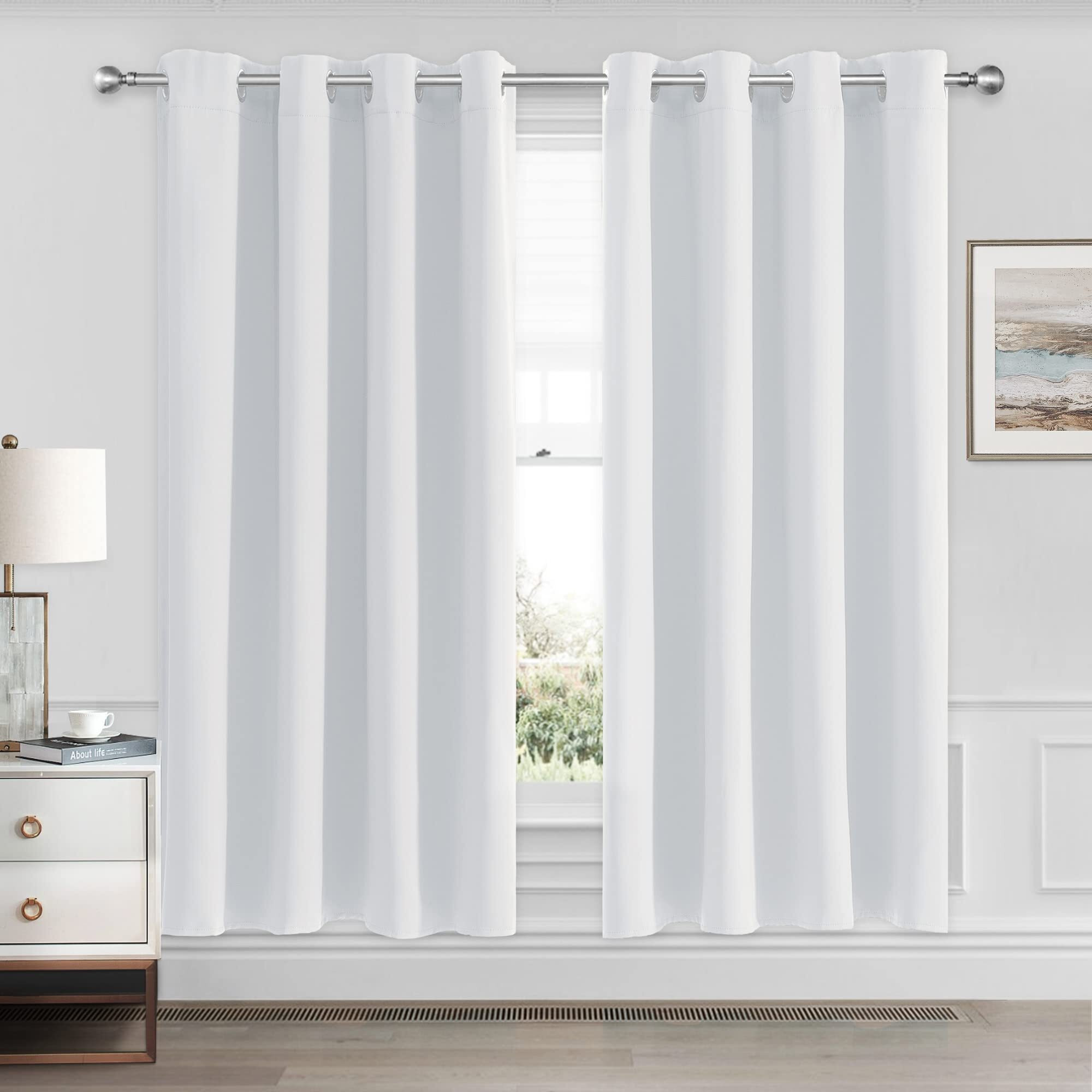 Cucraf Grayish White Blackout Curtains 54 Inch Length 2 Panels Set, Room Darkening Curtains & Drapes For Living Room Bedroom, Thermal Insulated Light Blocking Grommet Window Curtain (W52 X L54 Inch)