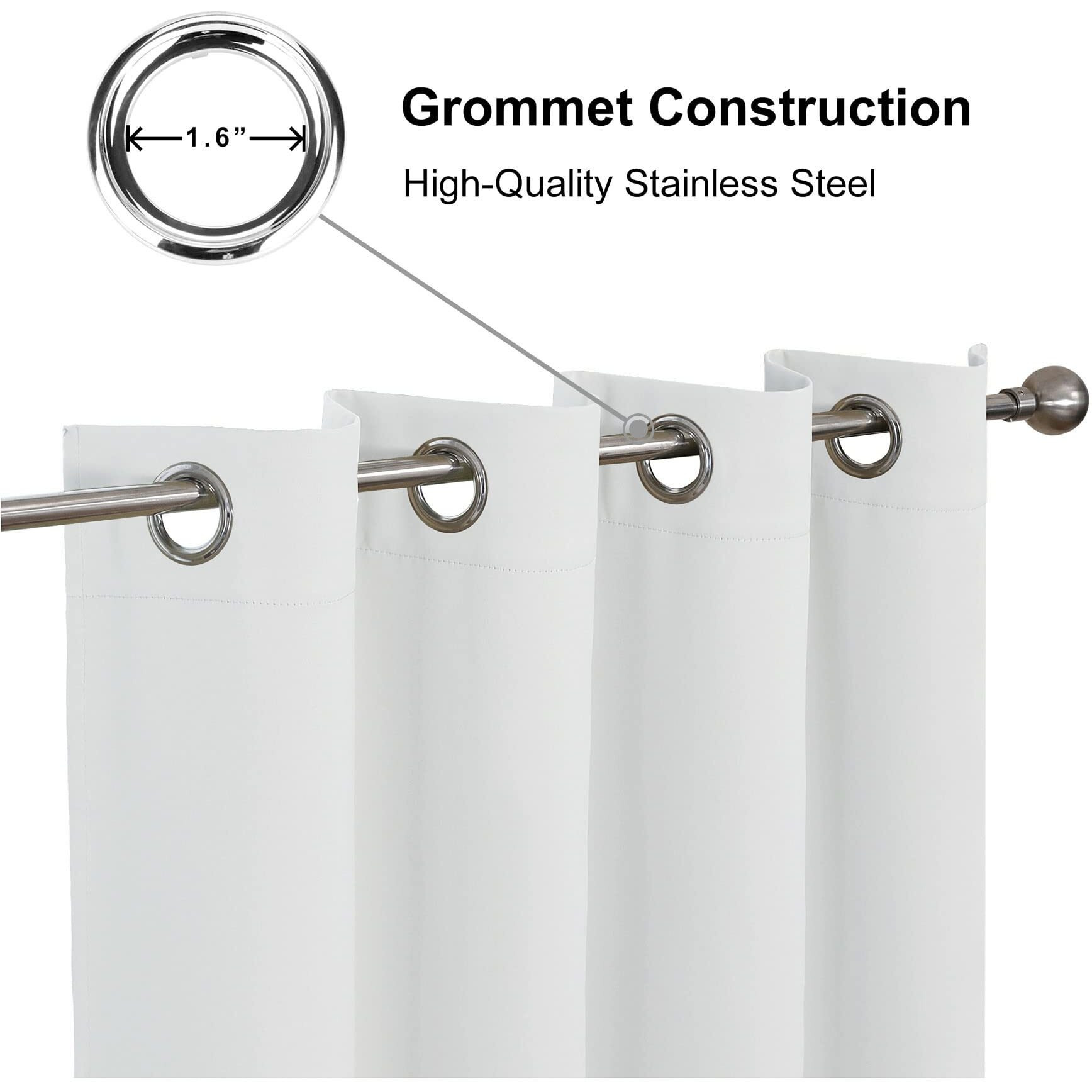 Cucraf Grayish White Blackout Curtains 54 Inch Length 2 Panels Set, Room Darkening Curtains & Drapes For Living Room Bedroom, Thermal Insulated Light Blocking Grommet Window Curtain (W52 X L54 Inch)