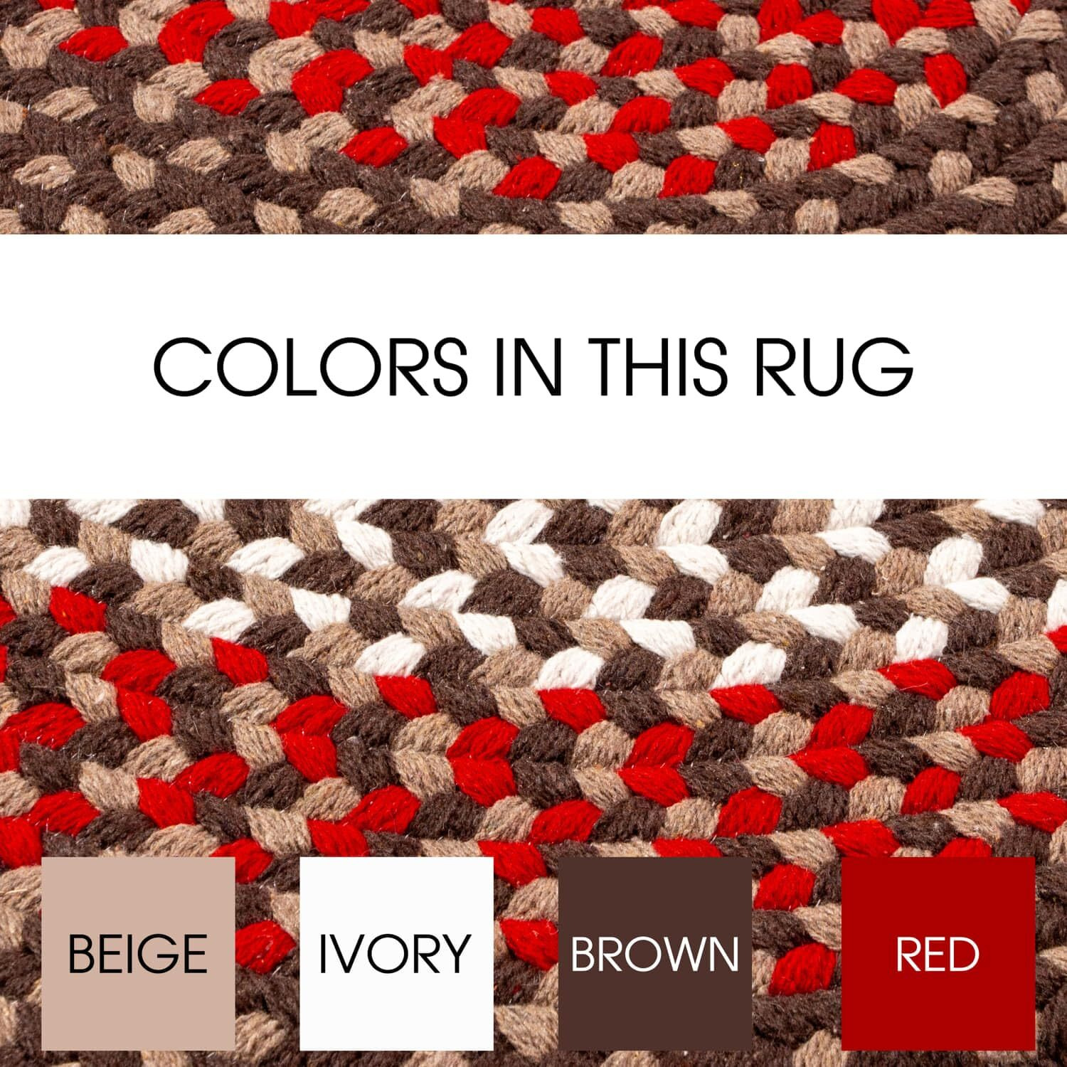 Super Area Rugs Oval 4 ' X 6 ' Brown - Red - Ivory Oval Braided Rug For Farmhouse Style Bedrooms And Living Rooms