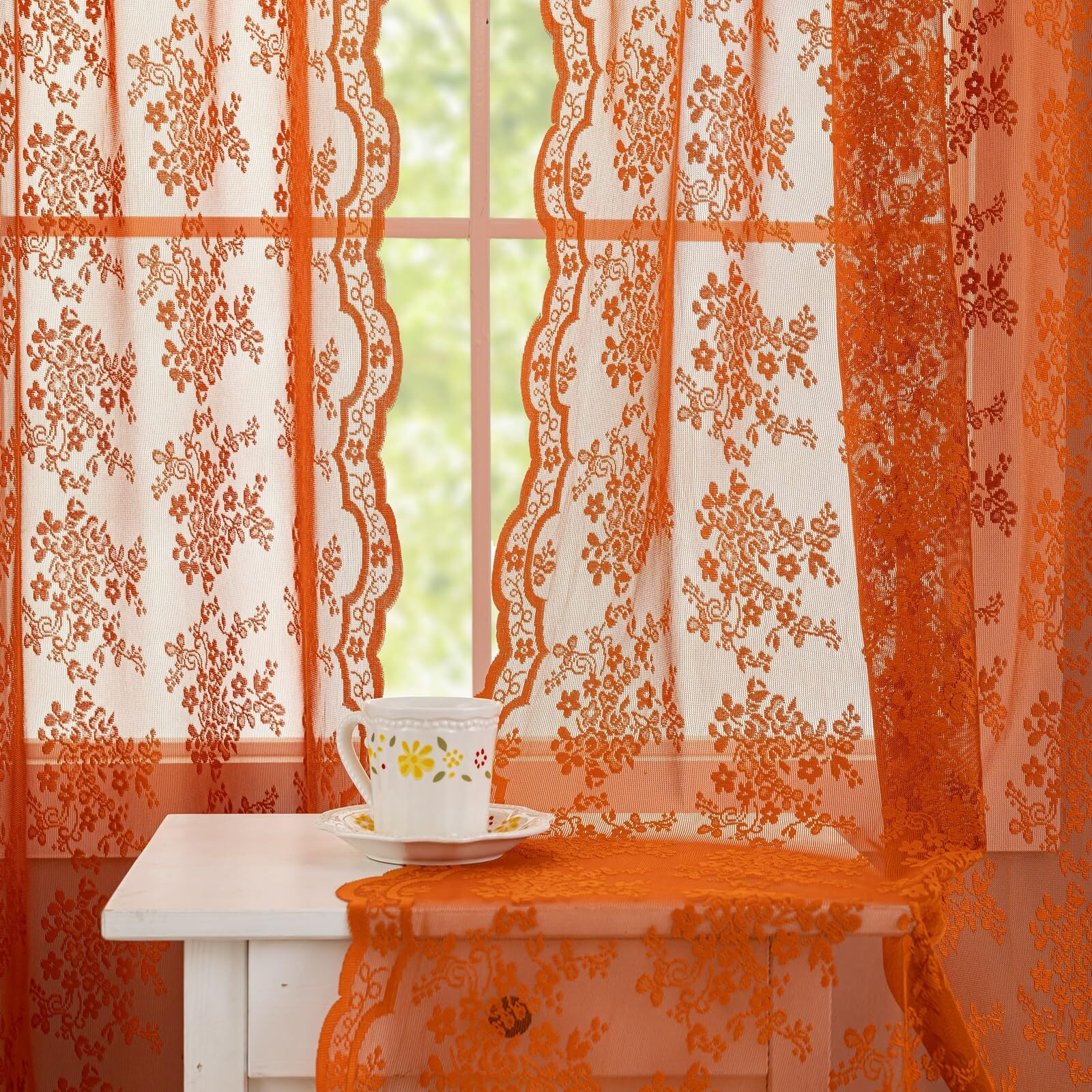 Burnt Orange Curtains For Living Room Rustic Floral Bohemian Curtains 84 Inches Long Set Of 2 Rod Pocket Light Filtering Provide Privacy Drapes For Dining Room Bedroom Kitchen W52 X L84 Terracotta