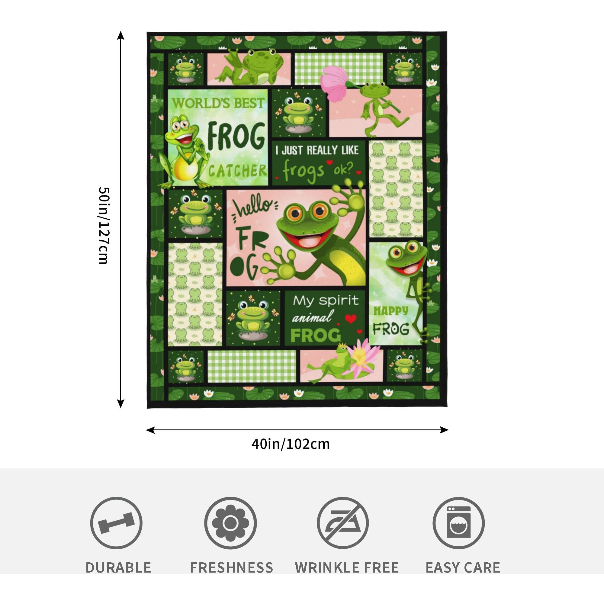 Frog Gifts For Women, Frog Blanket 50''X40'', Frog Stuff For Girls, Christmas Birthday Frog Fleece Blanket Soft Cozy Flannel Throw Blanket Gifts For Frog Lovers