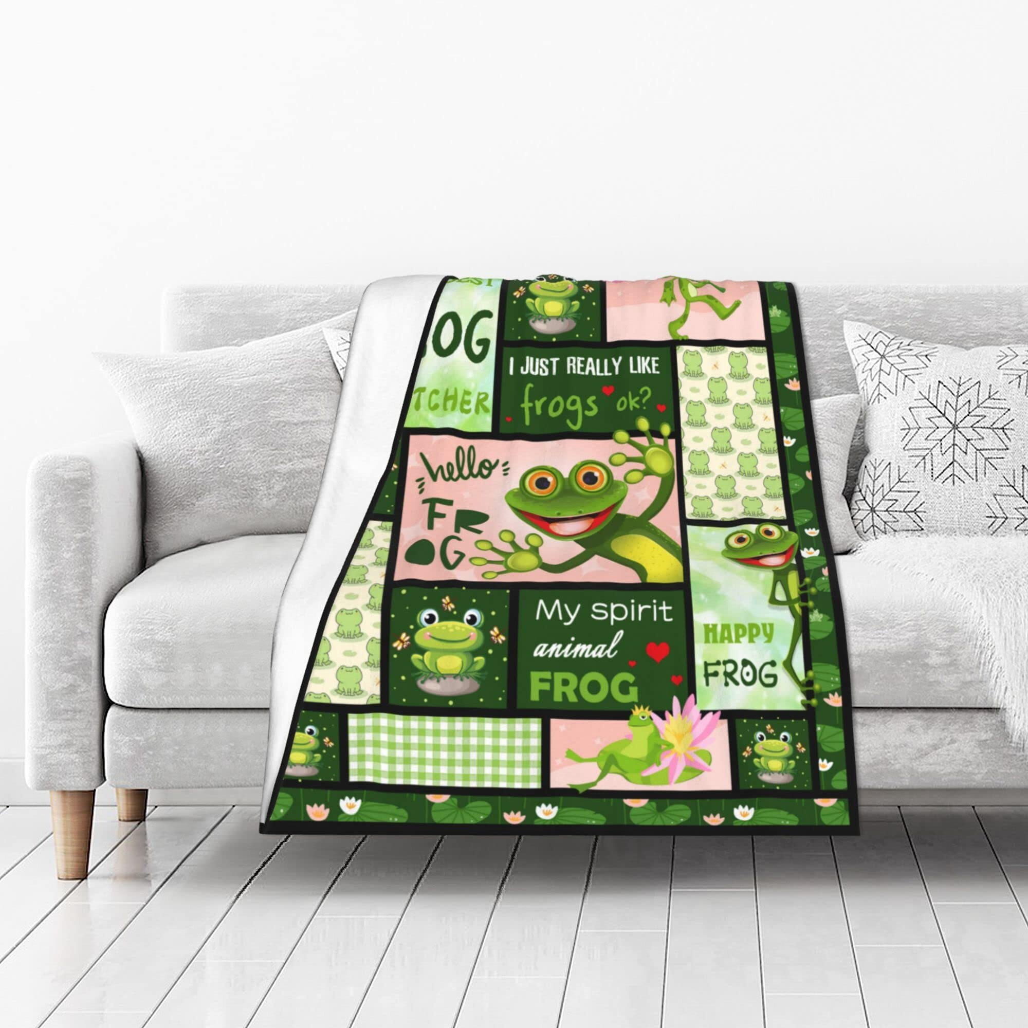 Frog Gifts For Women, Frog Blanket 50''X40'', Frog Stuff For Girls, Christmas Birthday Frog Fleece Blanket Soft Cozy Flannel Throw Blanket Gifts For Frog Lovers
