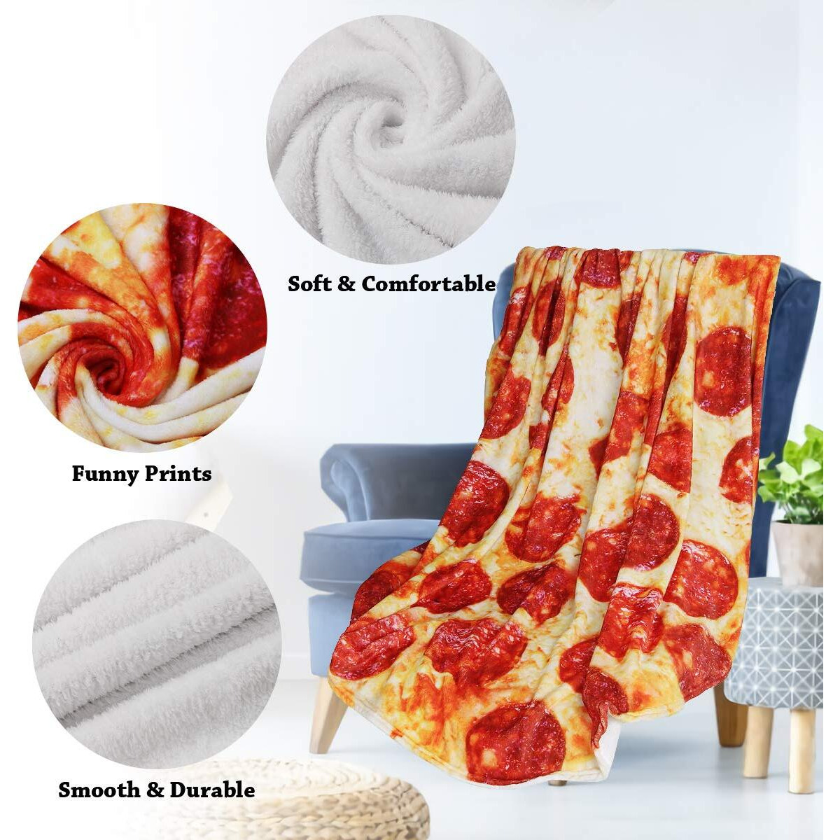 Lhedon Gifts For Men Pizza Blanket Adult Size 71 Inch, Graduation Gifts For Him, From Son, Pepperoni Pizza Food Blanket For Adult, Flannel Throw Blanket Funny Birthday Gifts For Boyfriend
