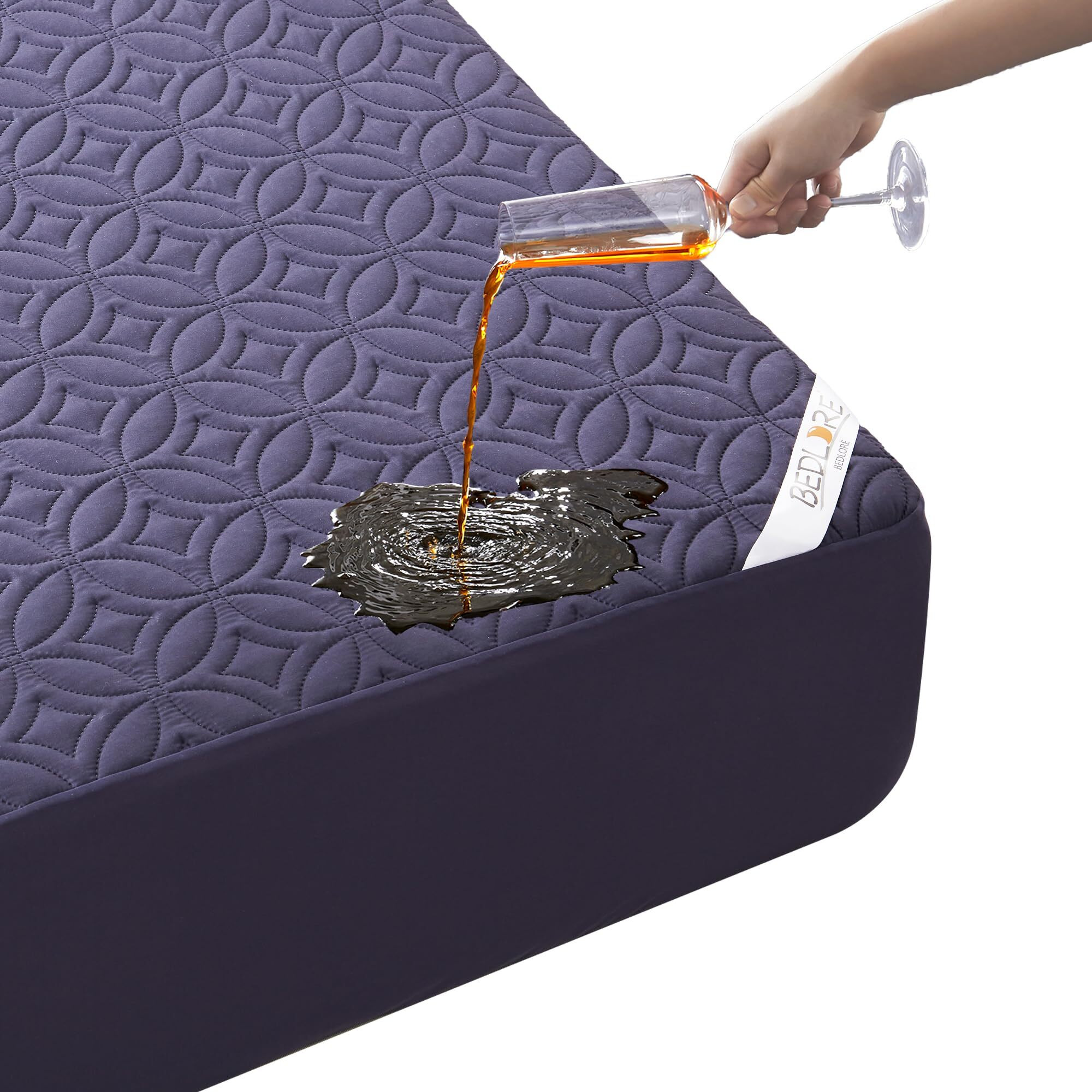 Bedlore Waterproof Mattress Protector, Full Size Mattress Pad With Deep Pocket 6 ""-15 "" Depth, Soft Dirt-Proof Double Bed Mattress Cover For Bedroom, College Dorm, Hotel (Navy Blue)