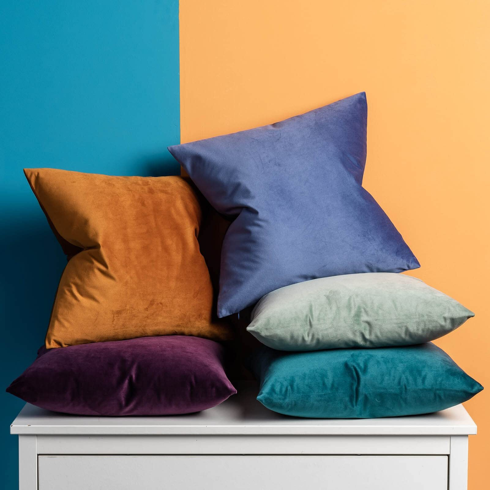 Juspurbet Rust Velvet Throw Pillow Covers 16X16 Inches Set Of 2 With Zipper Decorative Soft Solid Pillow Covers For Couch Bed Sofa Living Room