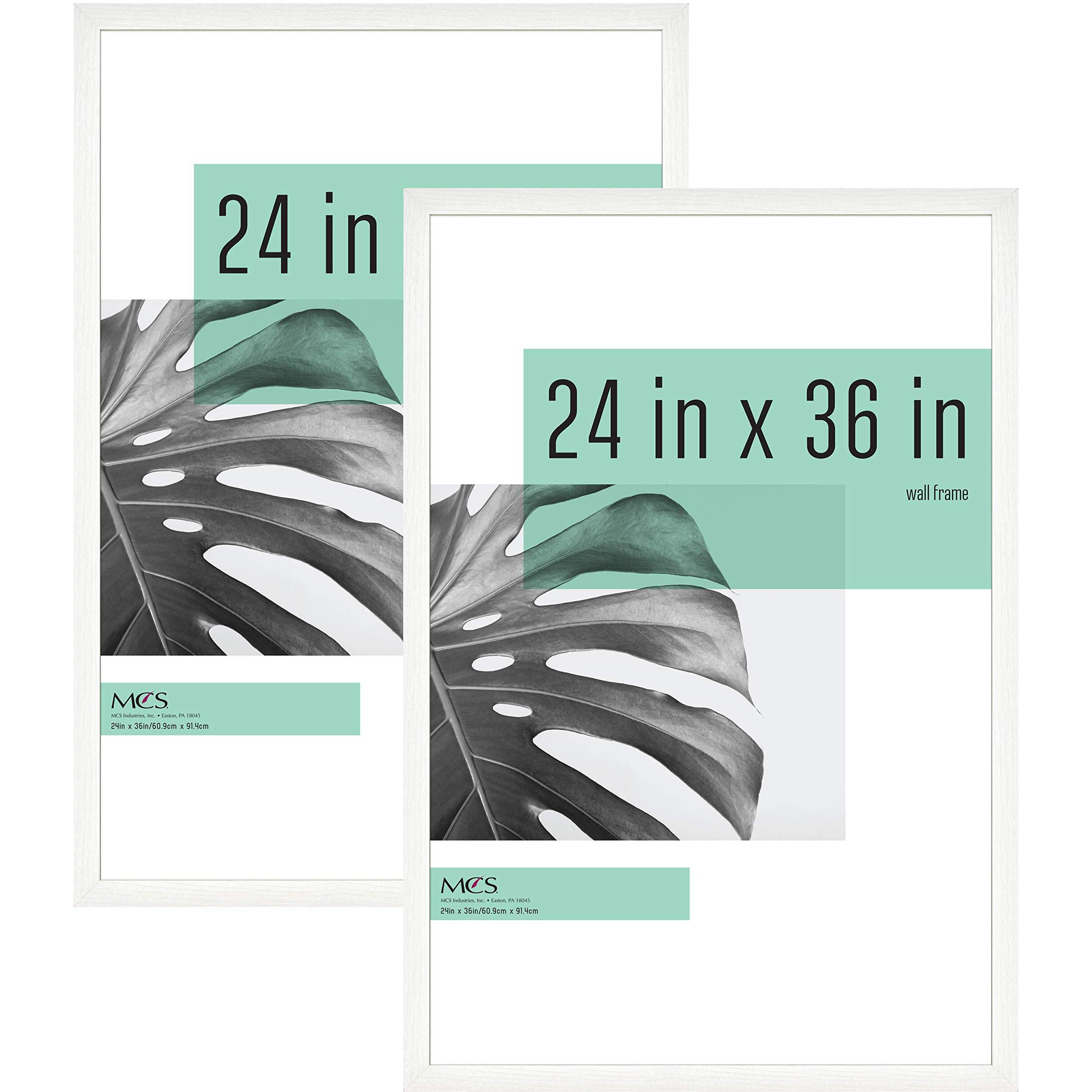 Mcs Studio Gallery 24X36 Poster Frame White Woodgrain, Vertical & Horizontal Wall Hanging Large Picture Frame For Photos, Posters & Art Prints (2-Pack)