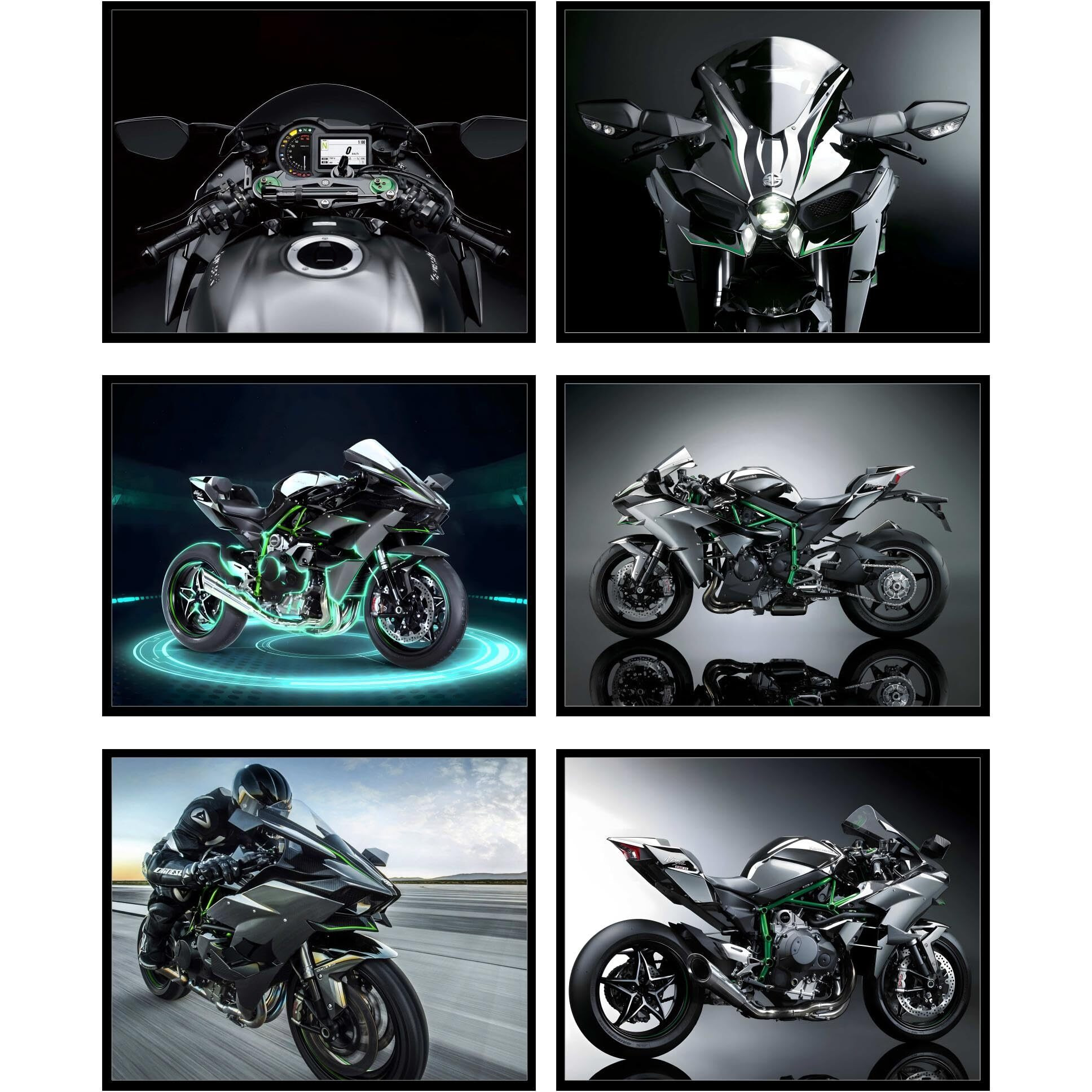 Bigwig Prints Kawasaki Ninja H2R Poster - Motorcycle D  Cor, Motorcycle Wall Art, Ninja H2 Poster, Motorcycle Poster, Motorcycle Art, Motorcycle Wall Decor, Motorcycle Posters - Unframed 6 Pack (8X10)