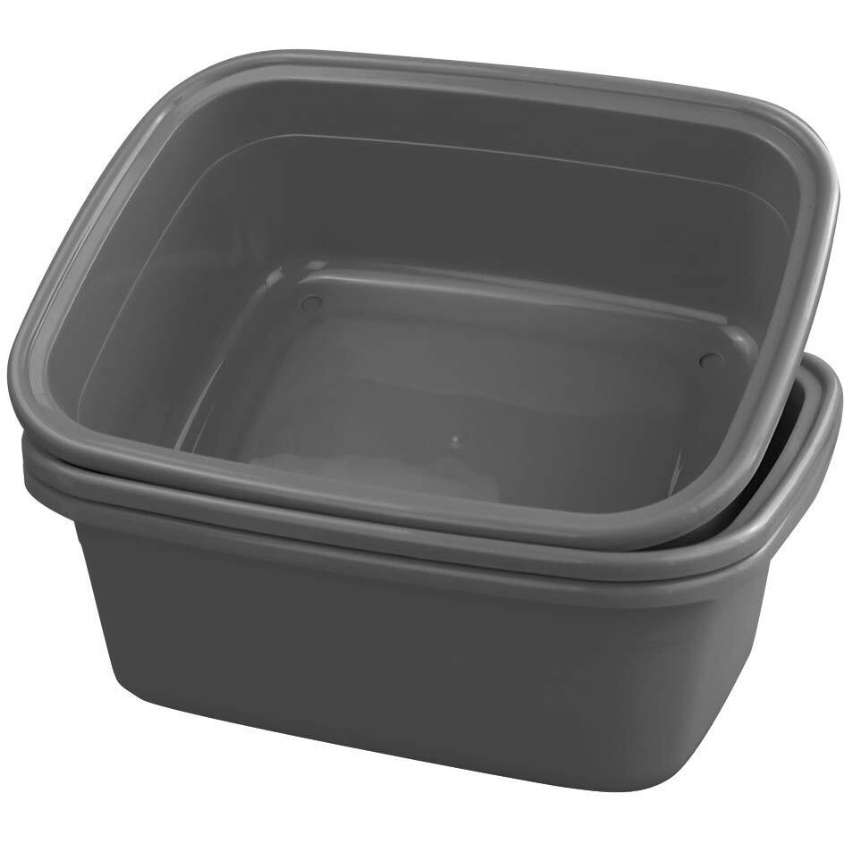 Dynkona 3 Grey 16 Quart Plastic Rectangular Wash Tub, Washing Bins