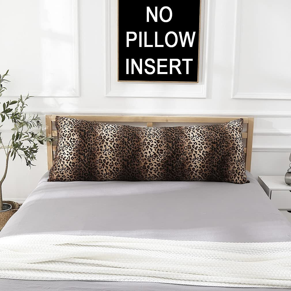 Carrie Home Cheetah Body Pillow Cover 20X54 Soft Plush Leopard Print Faux Fur Decorative Body Pillow Pillowcase For Home Couch Sofa (1 Pack, 20X54 Inch)