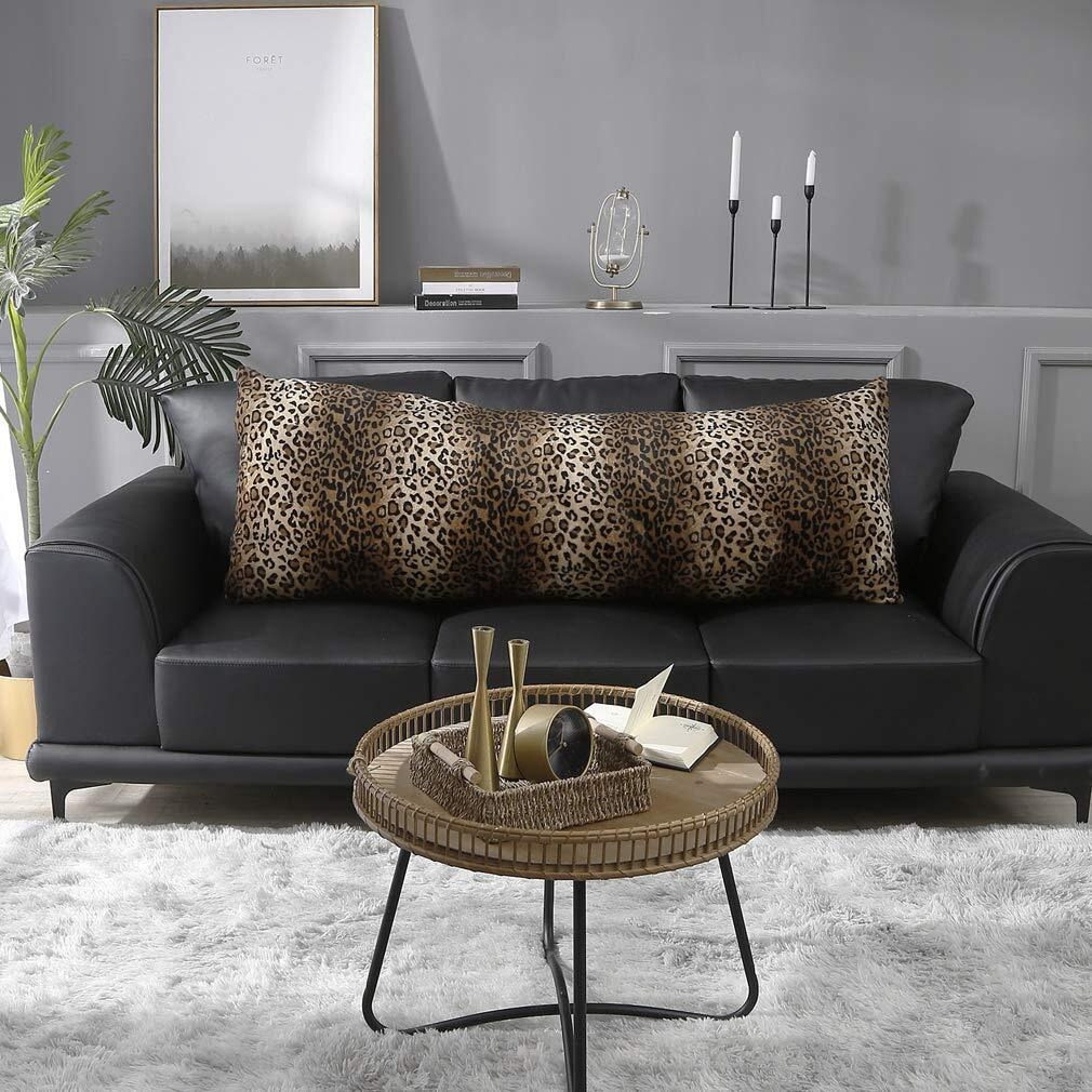 Carrie Home Cheetah Body Pillow Cover 20X54 Soft Plush Leopard Print Faux Fur Decorative Body Pillow Pillowcase For Home Couch Sofa (1 Pack, 20X54 Inch)