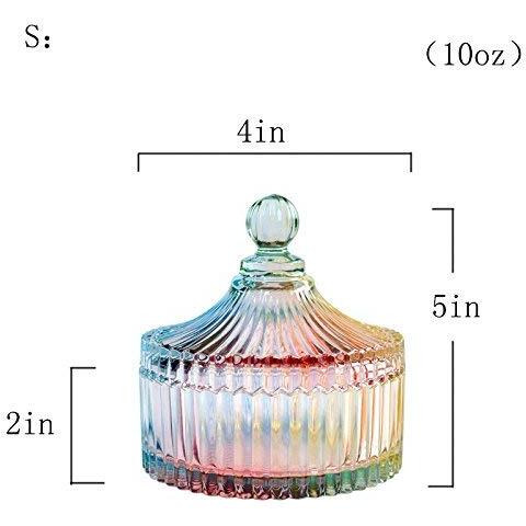 Choold Luxury Colorful Tent Shaped Crystal Candy Jar With Lid,Clear Glass Apothecary Jar Wedding Candy Buffet Jar Food Jar (10Oz/24Oz)