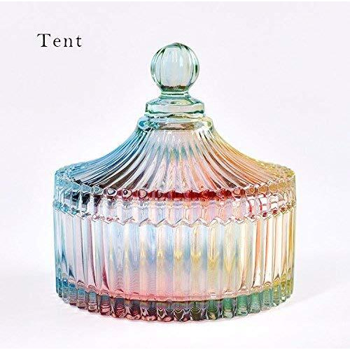 Choold Luxury Colorful Tent Shaped Crystal Candy Jar With Lid,Clear Glass Apothecary Jar Wedding Candy Buffet Jar Food Jar (10Oz/24Oz)
