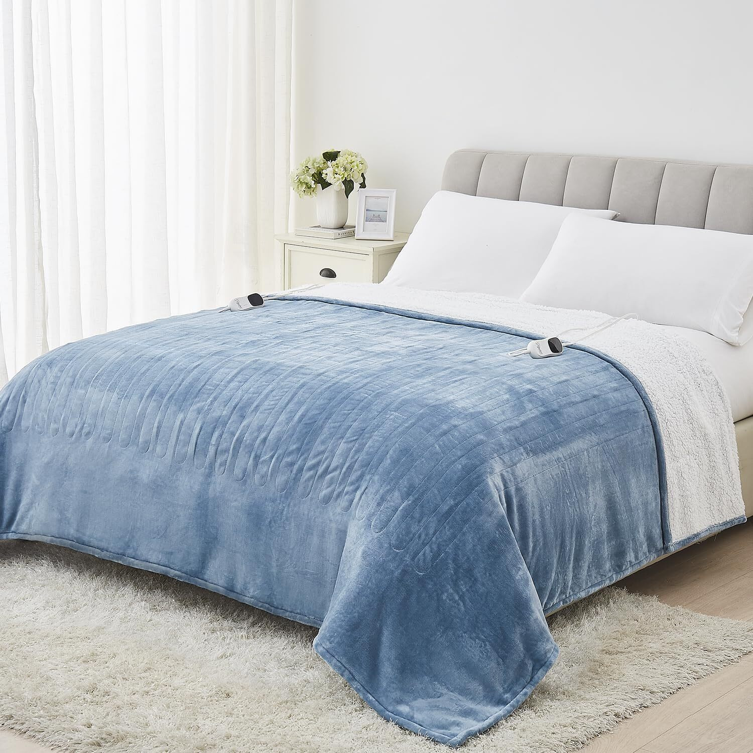 Homemate Heated Electric Blanket King Size - 100"&quotX90"" Heating Bedblanket Throw With 10 Heating Levels&8 Hours Auto Off, Fast Heating Over-Heated Protection Ultra Soft Flannel Etl Certified, Grey