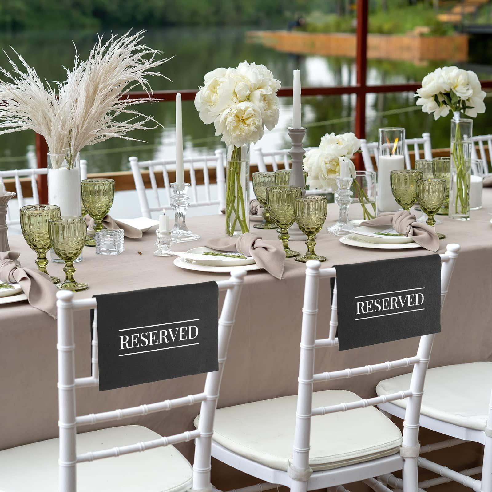 6 Pieces Reserved Chair Signs Church Pew Reserved Sign Black Reserved Seating Placeholder With White Printed Words For Weddings Parties Celebrations Receptions Church Or Event