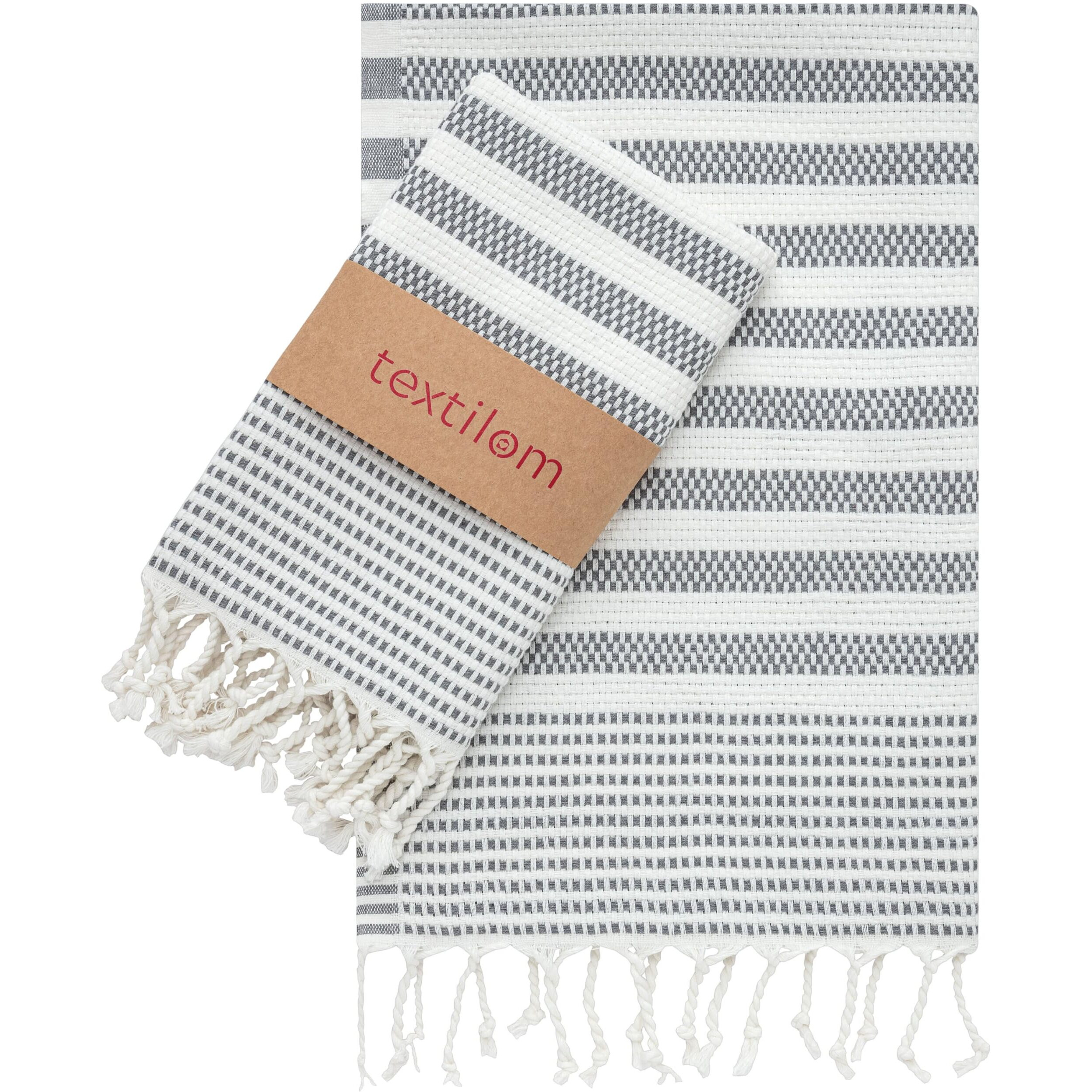 Textilom Turkish Hand Towels For Bathroom Set Of 2 I Bathroom Hand Towels & Kitchen Hand Towels & Decorative Hand Towels For Bathroom, Yoga, Gym, Workout, Tea, Face I 18''X40'', Turkish Cotton I-Grey