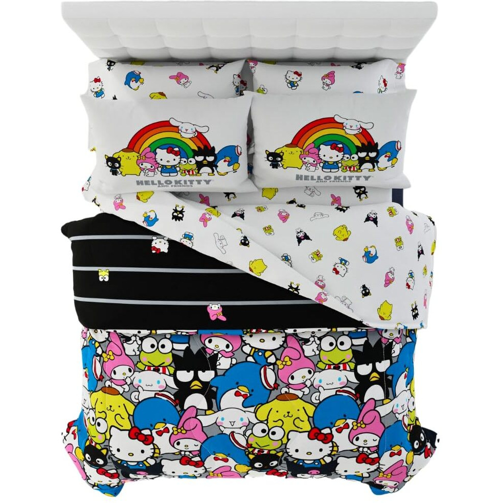 Franco Sanrio Hello Kitty & Friends Bedding 7 Piece Super Soft Comforter And Sheet Set With Sham, Queen, (100% Official Licensed Product) Collectibles
