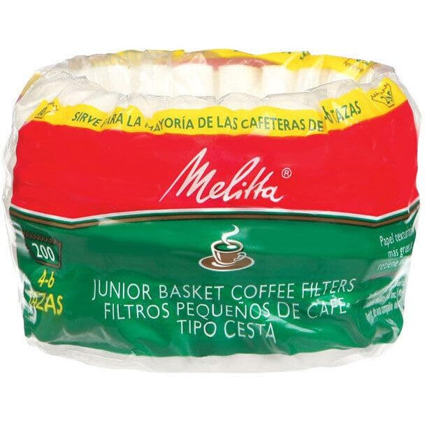 Melitta Junior Basket Coffee Filters 200-Count, White, 4-6 Cups (Pack Of 3)