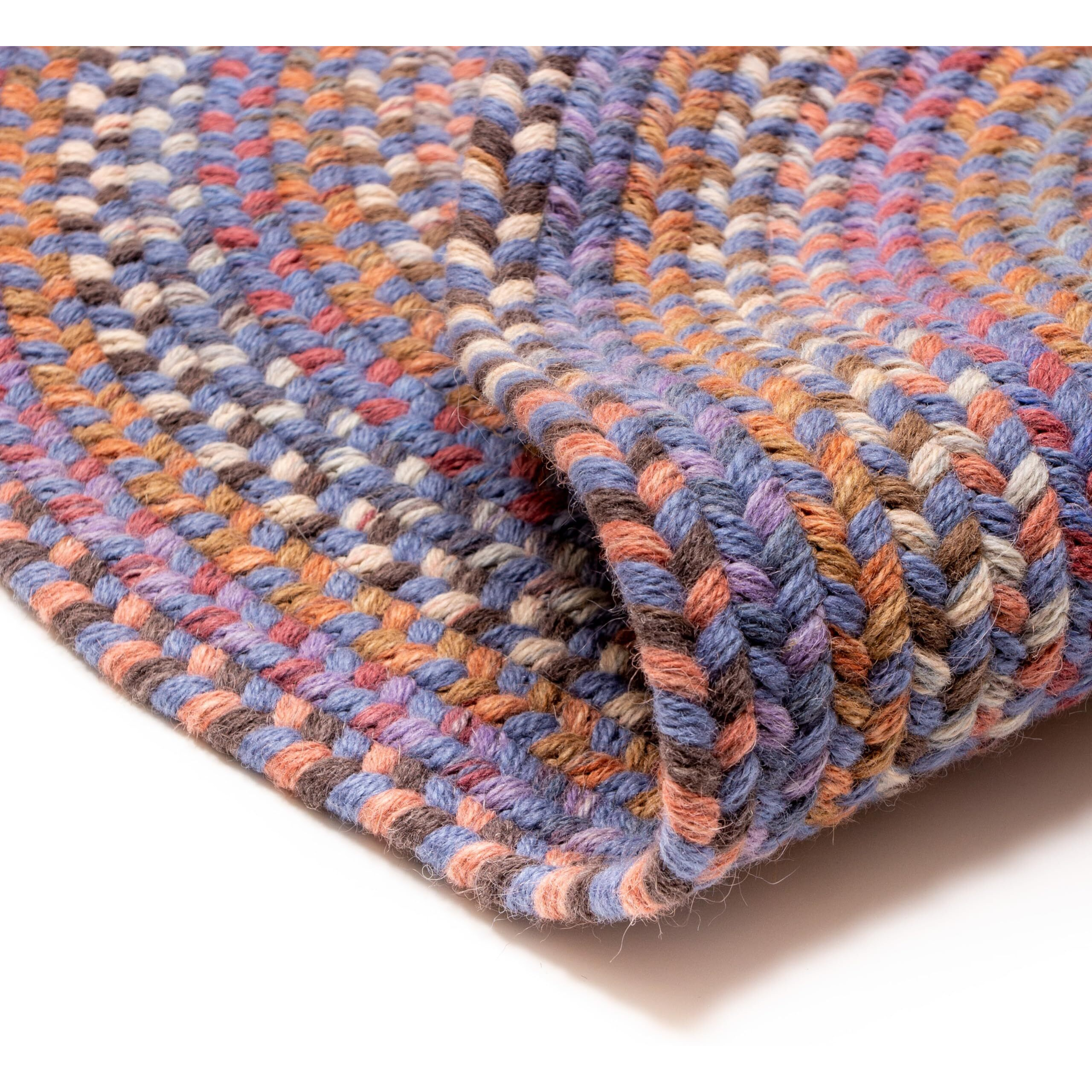 Super Area Rugs Premium Wool Braided Rug - Soft & Reversible Woven Rug- Made In Usa - Blue, 8 ' X 8 ' Round