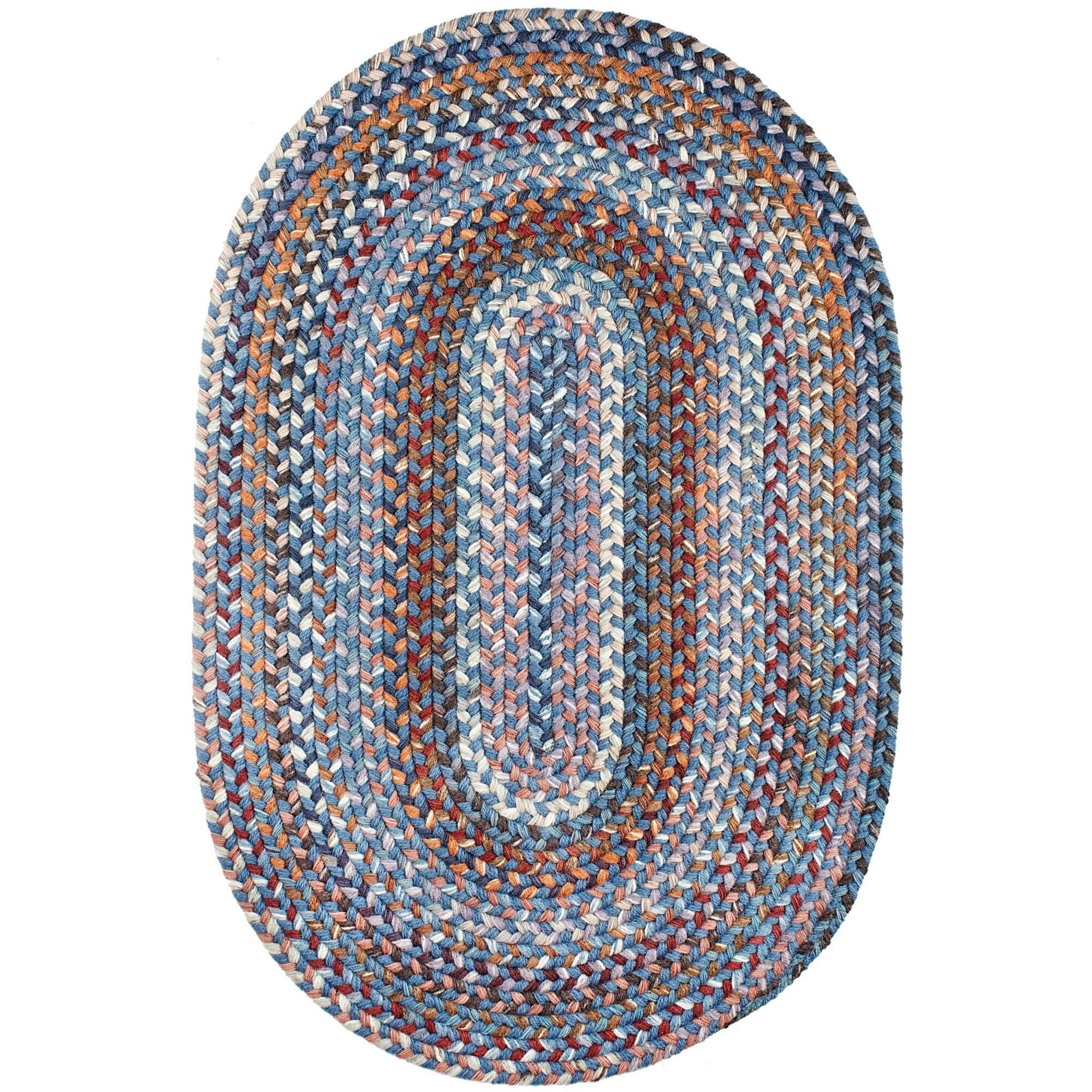 Super Area Rugs Tribeca Soft & Reversible Wool Braided Rug, Made In Usa, Blue Dragon, 7' X 9'