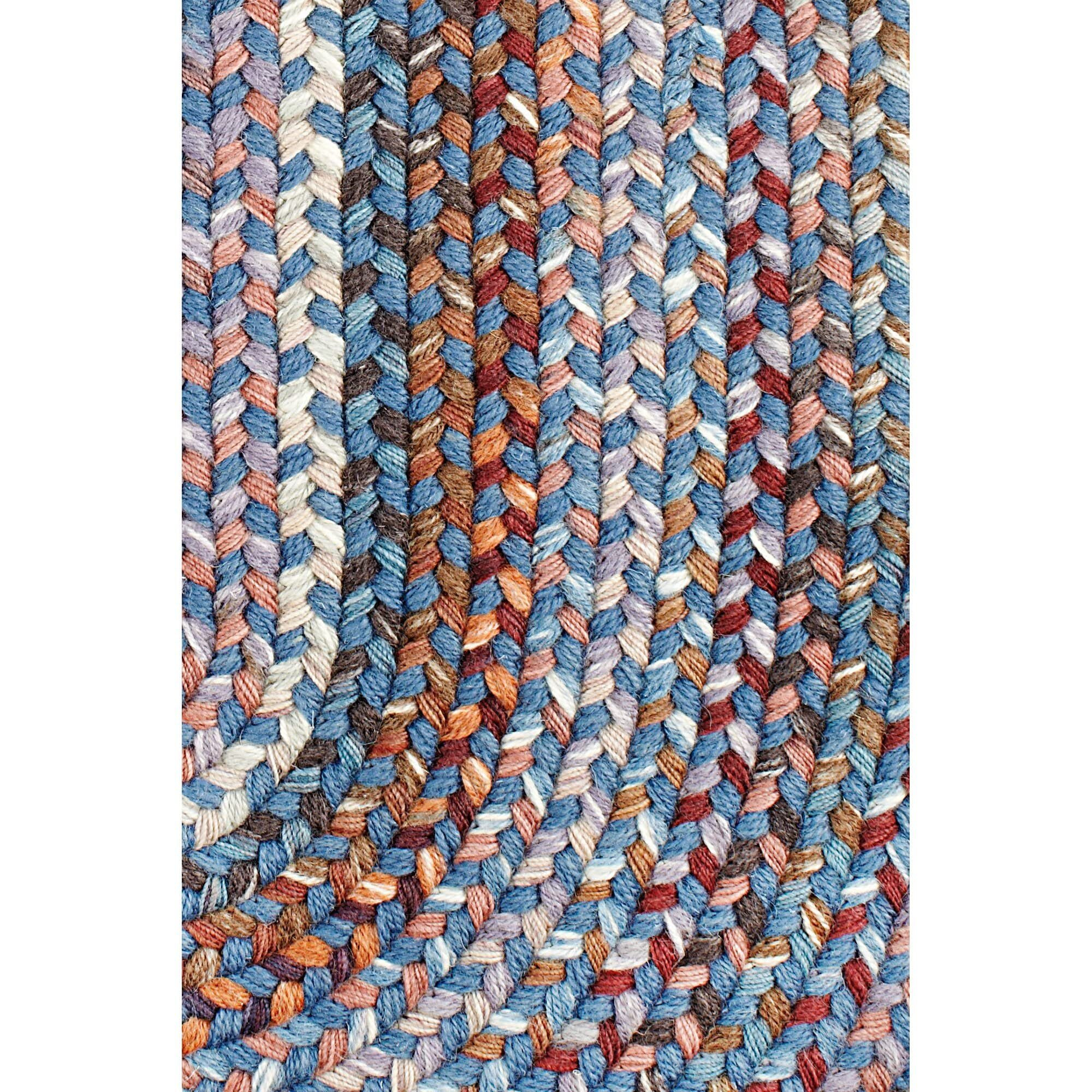 Super Area Rugs Tribeca Soft & Reversible Wool Braided Rug, Made In Usa, Blue Dragon, 7' X 9'