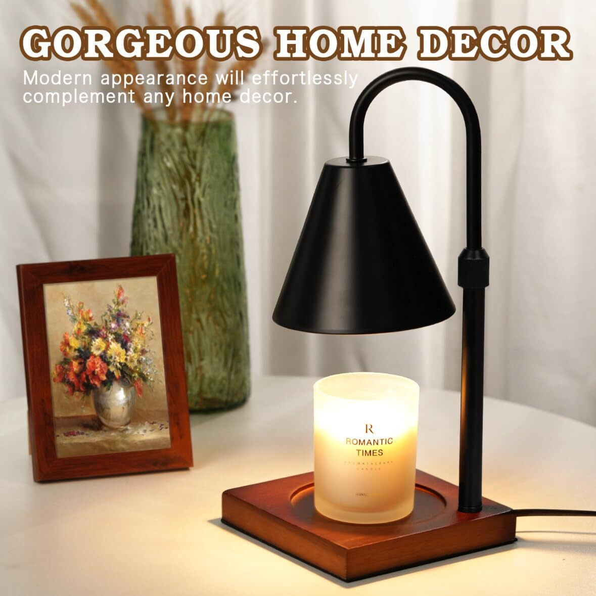 Modern Candle Warmer Lamp With Timer, Dimmable Candle Lamp Warmer, Birthday Gifts For Women, Black Lamp Candle Warmer Gifts For Mom, Adjustable Scented Candle Lamp For Jar Candles, Bedroom Home Decor
