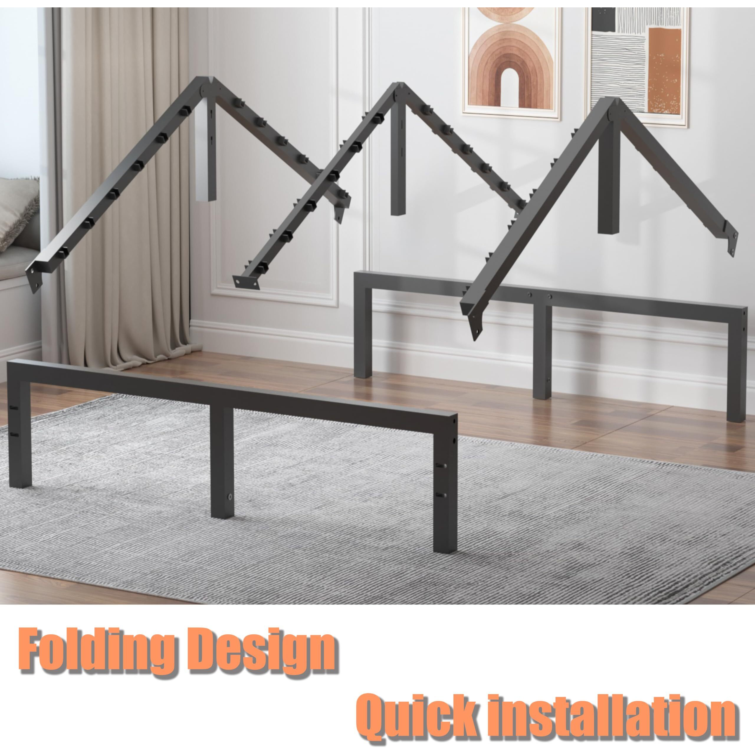 Fuiobyvv King Bed Frame, 14 Inch Heavy Duty Metal Platform Bed Frame King Size Support Up To 3500 Lbs, No Box Spring Needed/No Shaking/Steel Slat Support/Noise Free/Easy Assembly
