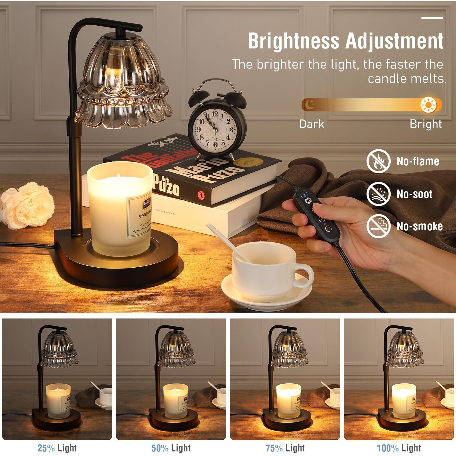 Candle Warmer Lamp,Electric Candle Lamp Warmer With 2 Bulb,Dimmable Timer&Height Adjustable Candles Lamp,Fit For All Jar Candles, Aesthetic Home Decor (Silver Gray)