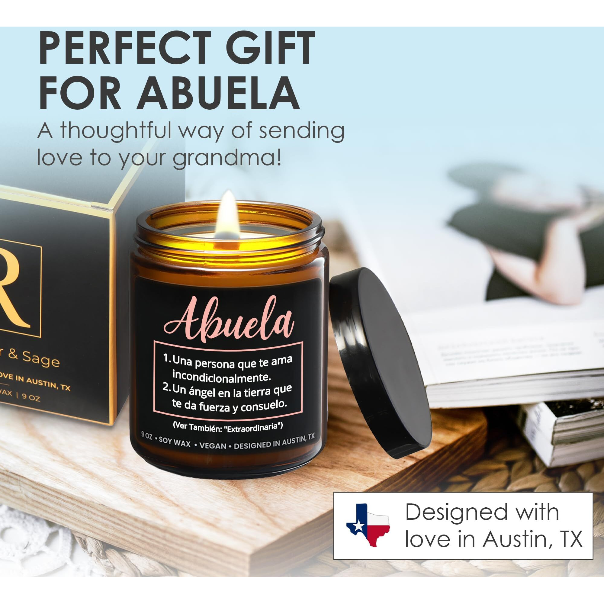 Abuela Candle, Best Abuela Gifts From Grandchildren Grandson, Happy Birthday Abuela Gifts In Spanish, Regalos Para Abuela Candle Gift For Abuela Spanish Gift, Mejor Abuela Gifts For Abuela In Spanish