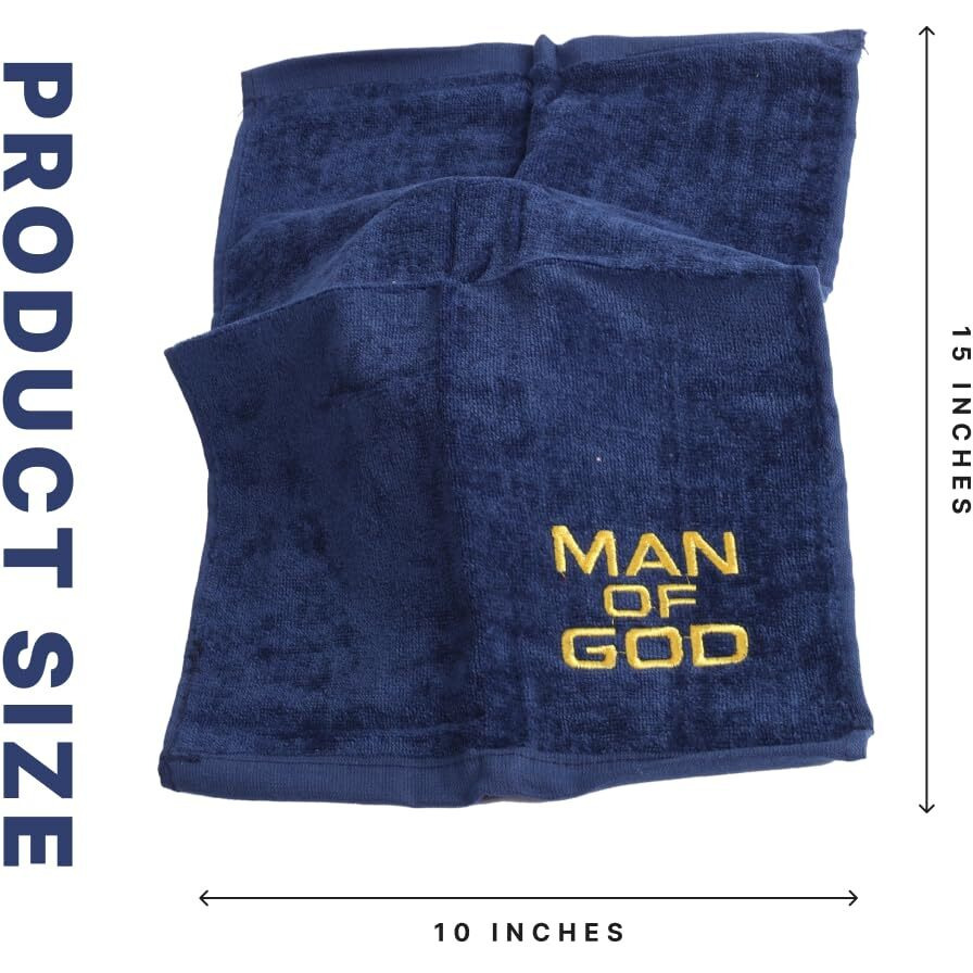 Swanson Christian Products Hand Towel Man Of God Towel W/Gold Embroidery Pastor Appreciation Gift Fathers Day Present Face Towel Sweat Towels For Gym Absorbent Cotton Navy