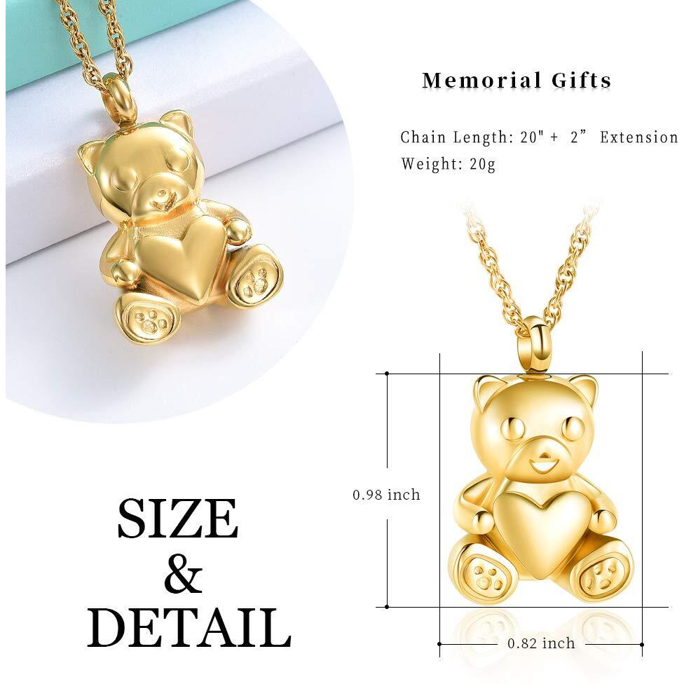 Cremation Jewelry Urn Nekclaces For Ashes For Women Gilrs Teddy Bear Keepsake Memorial Necklace For Human Pet Baby Ashes