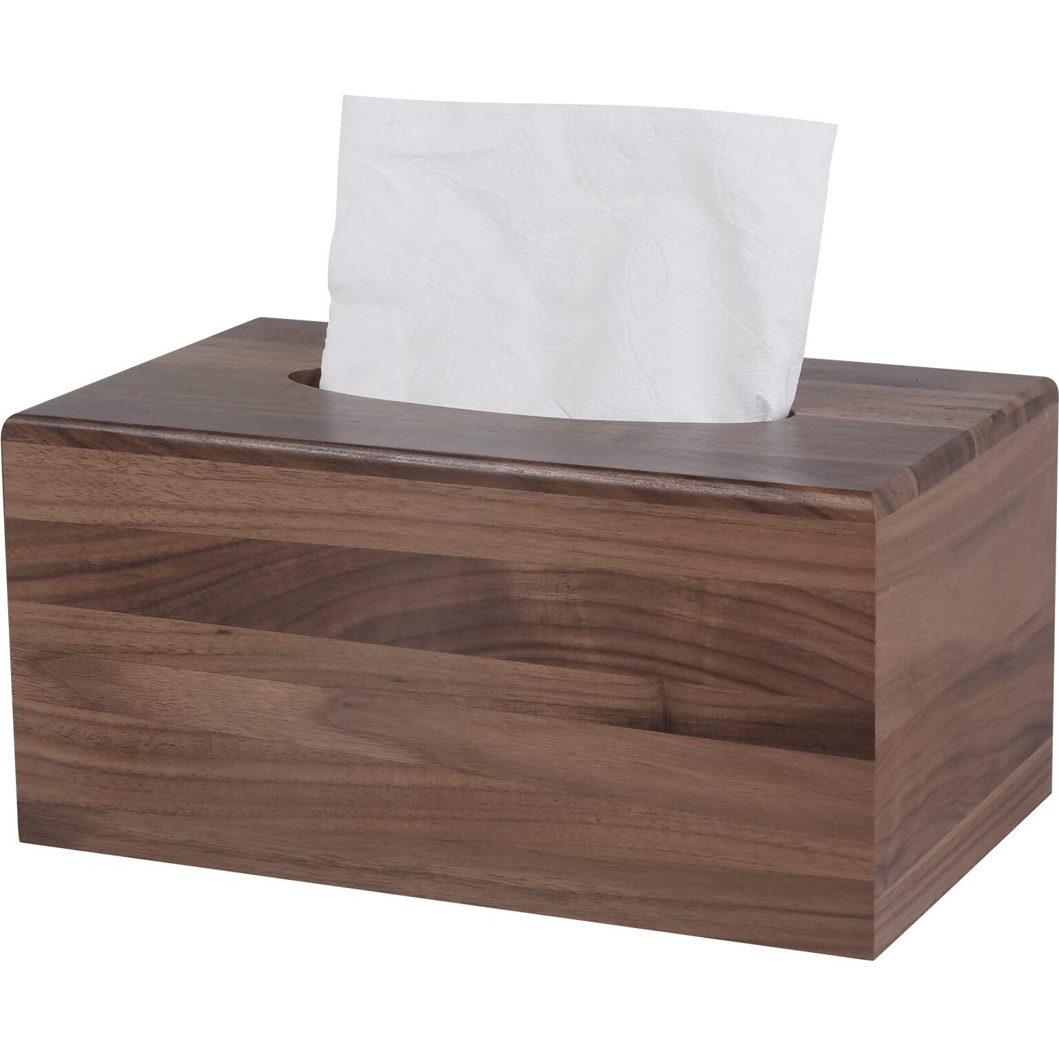 Reviaras Tissue Box Cover, Walnut Wood Tissue Box Cover With Slide-Out Bottom, Tissue Box Cover Rectangular For Bathroom, Bedroom, Dinner Table, Office