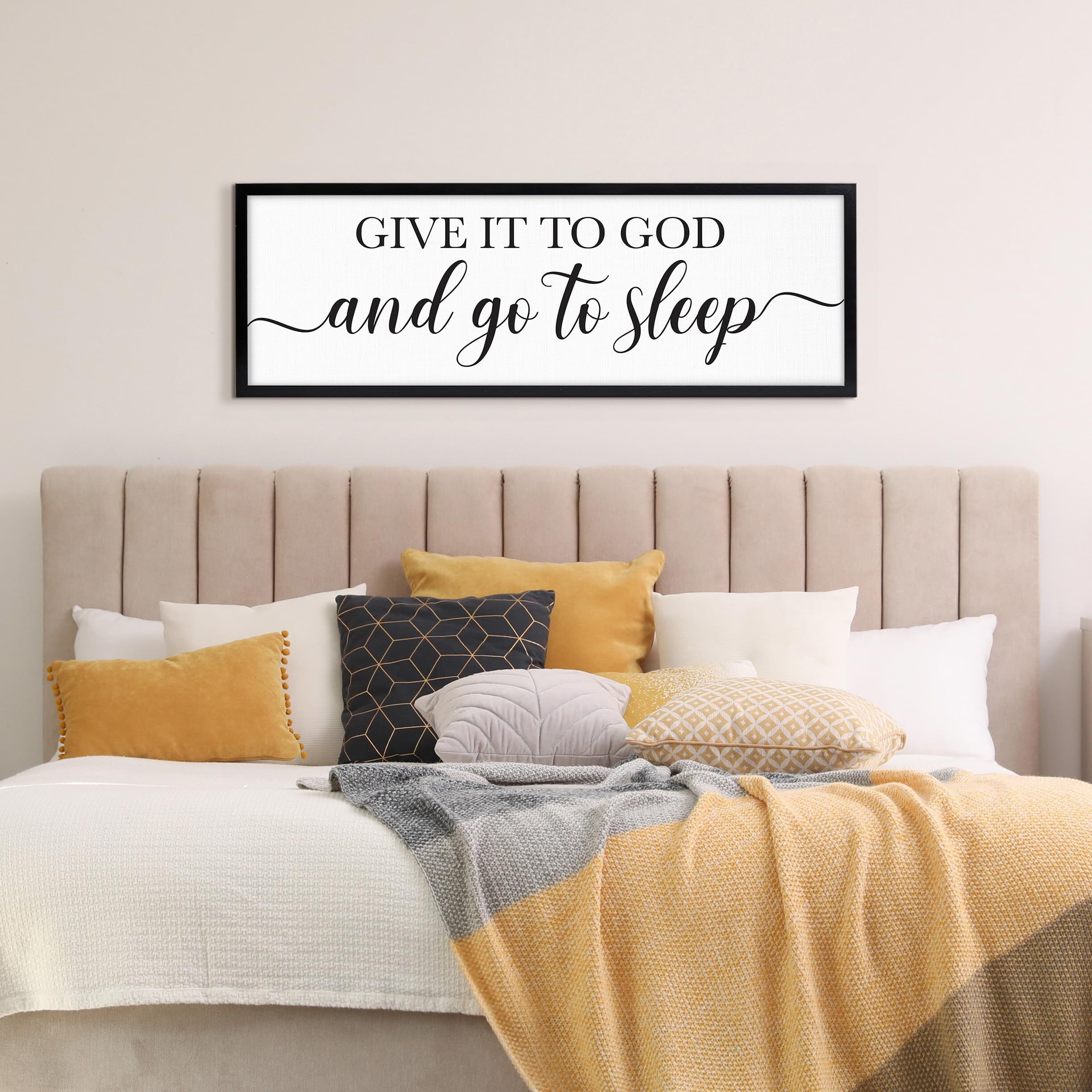 Vivegate Give It To God And Go To Sleep Sign Framed 41&quot&quotX14&quot&quot Bedroom Signs Wall Decor Above Bed Wall Art Over Bed Wall Decor (Black)