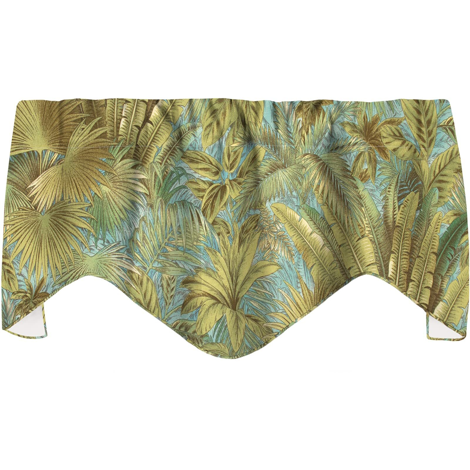 Window Treatments Valance Curtains Kitchen Curtains Window Valances Or Living Room Curtains Lined Swag Short Curtains Tommy Bahama Fabric Beach Decor Green And Blue Valence 53"" X 18""
