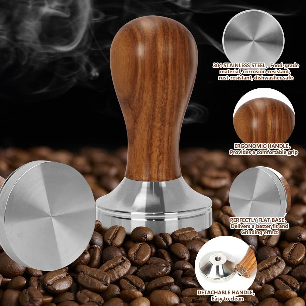 Y-Step 22 Pcs Coffee Tamper Set, Espresso Accessories Kit Barista Kit, With Espresso Tamper 51Mm, Frothing Pitcher, Tamper Mat, Latte Art Pen, Coffee Stirrer, Sandalwood Tamper For Espresso Machine