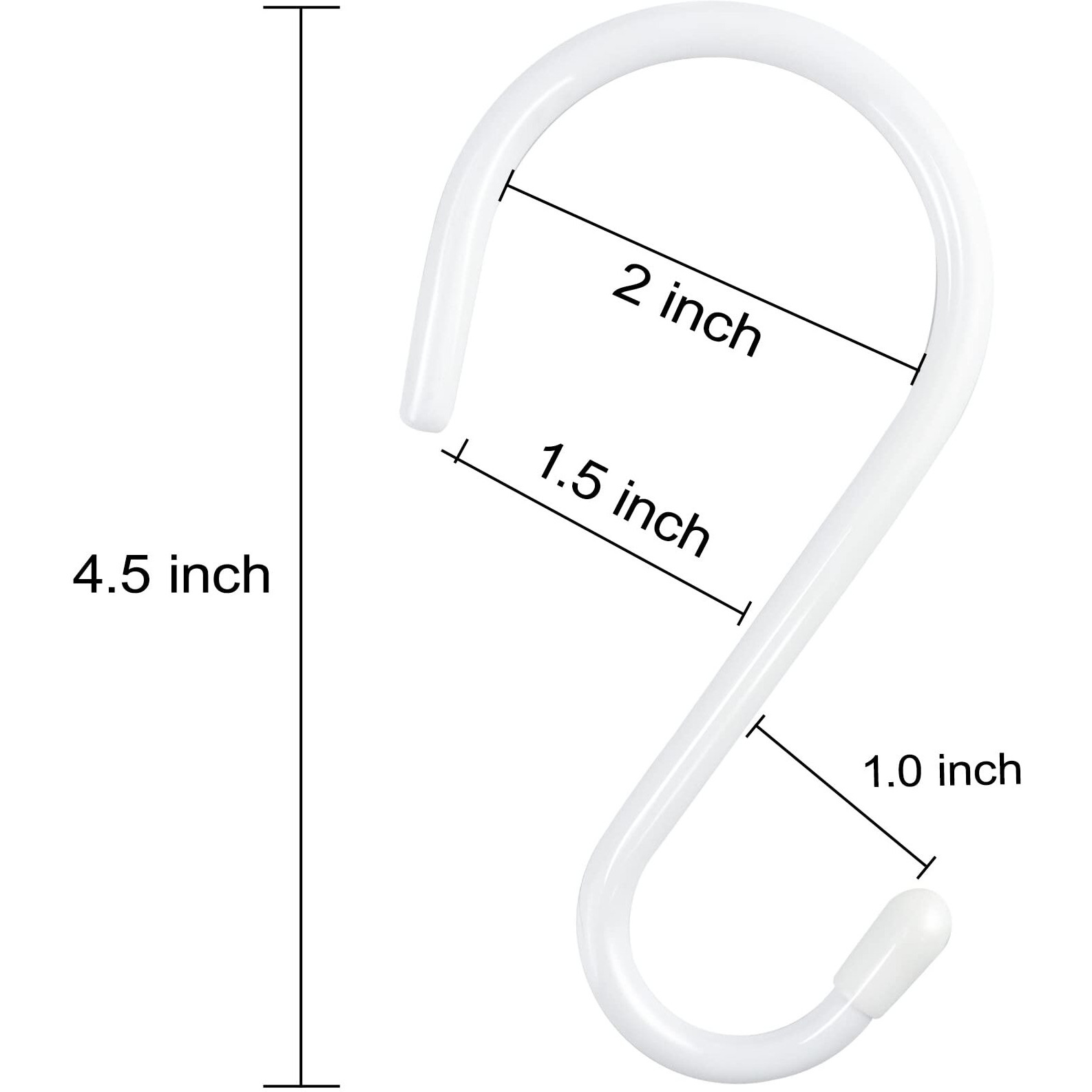 Higift 18 Pack White S Hooks For Hanging, 4-1/2 Inch Large Vinyl Coated Metal Closet Rod Hooks Heavy Duty, Non Slip Rust-Free S Shaped Hooks For Hanging Clothes Plant Jeans Bag Pan Pots Cups Towels